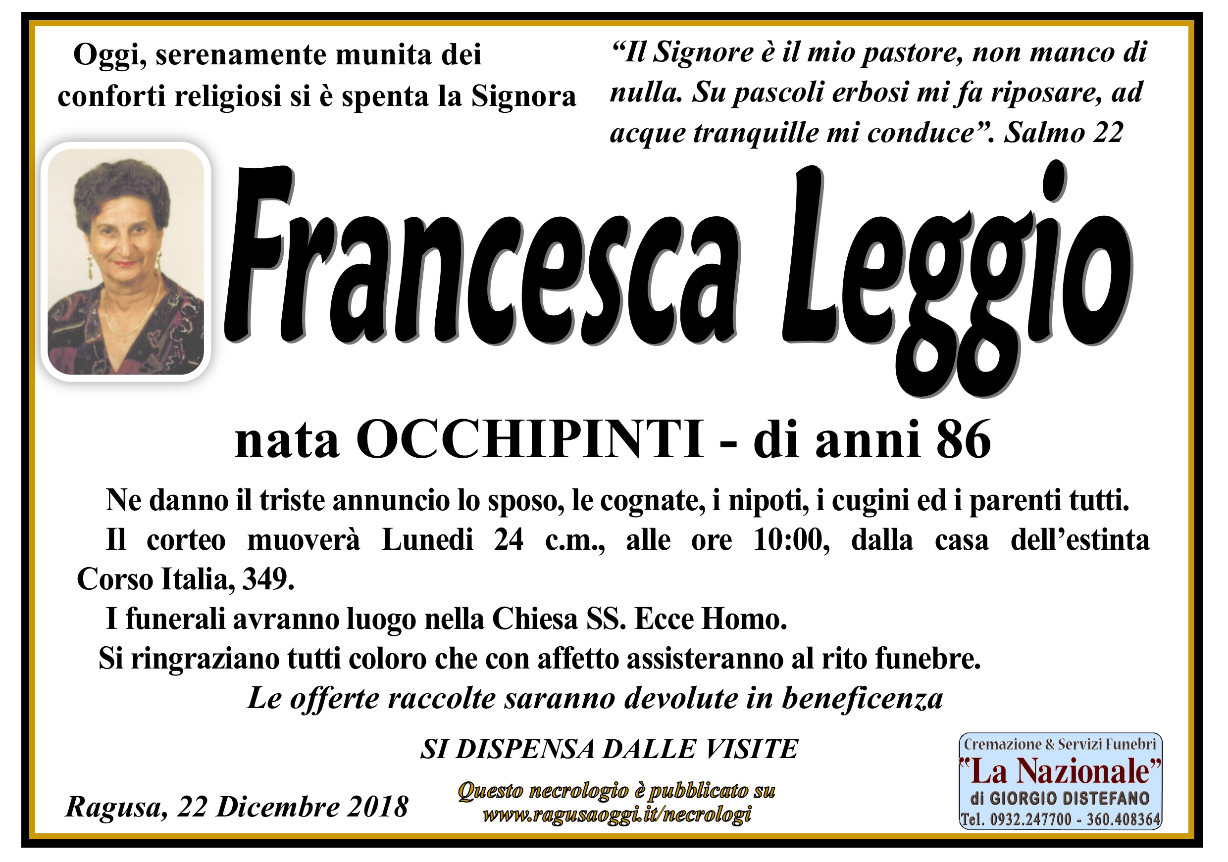 Necrologi: Francesca Leggio