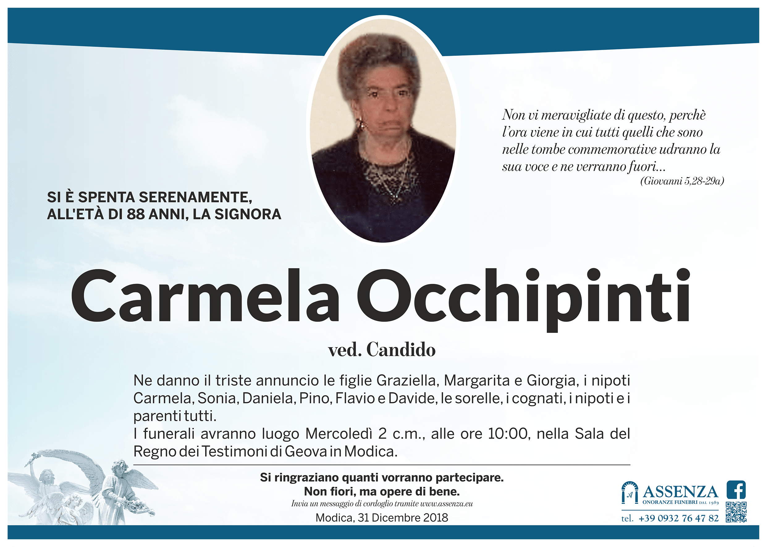Necrologi: Carmela Occhipinti