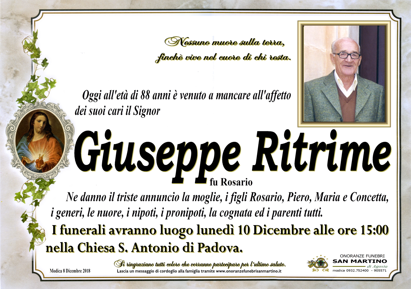Necrologi: Giuseppe Retrime