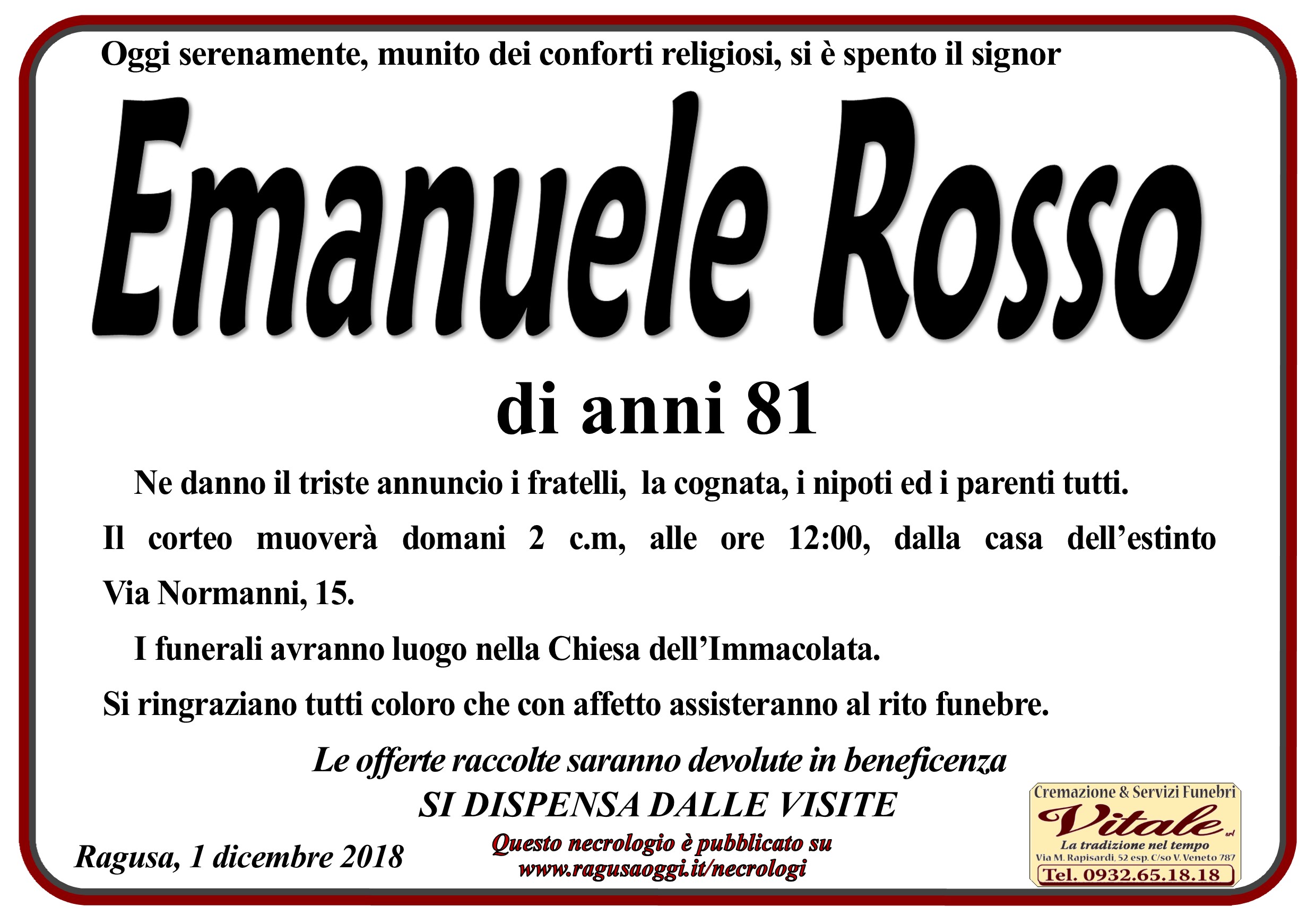 Necrologi: Emanuele Rosso