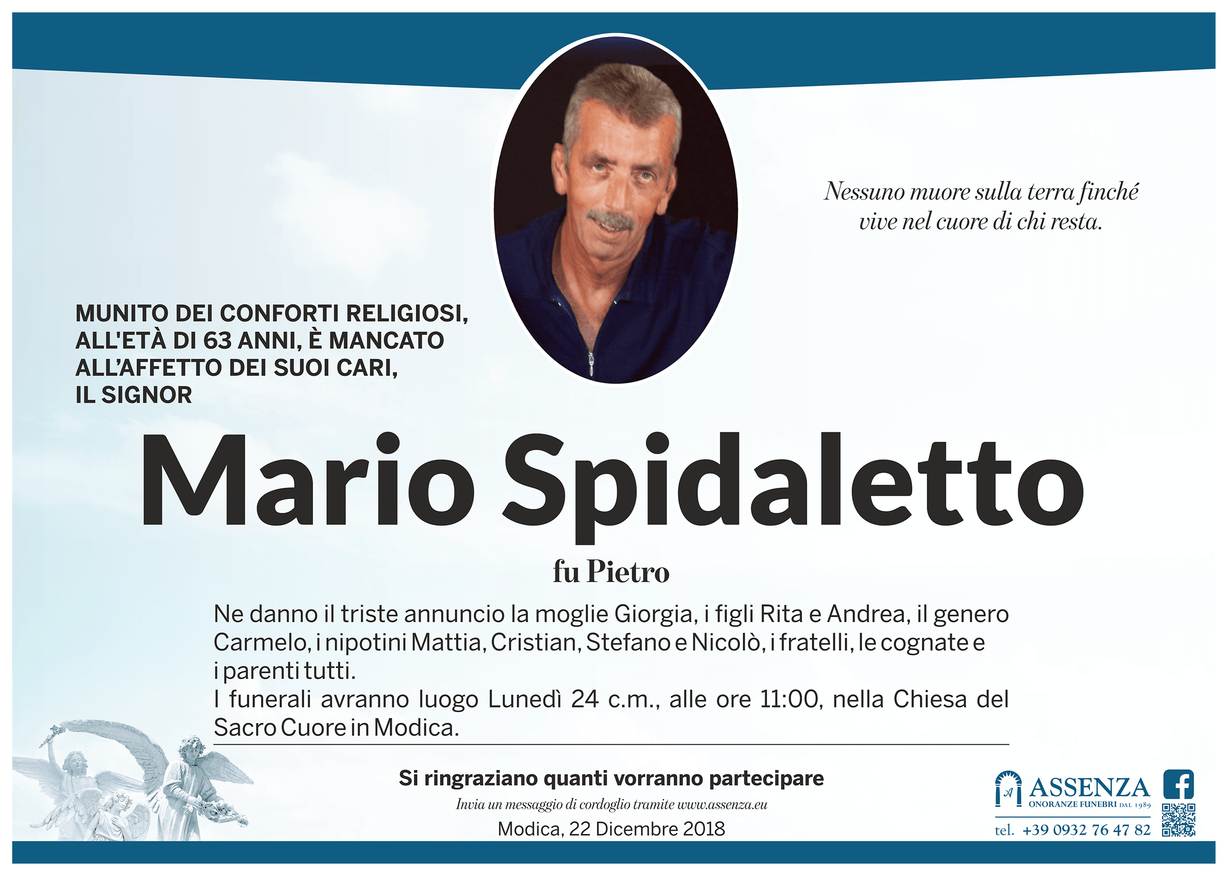Necrologi: Mario Spidaletto