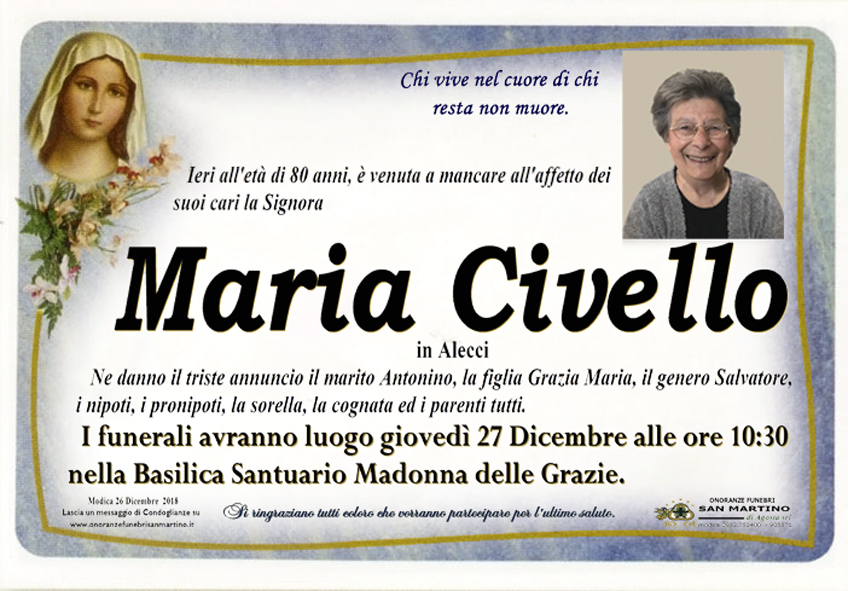 Necrologi: Maria Civello
