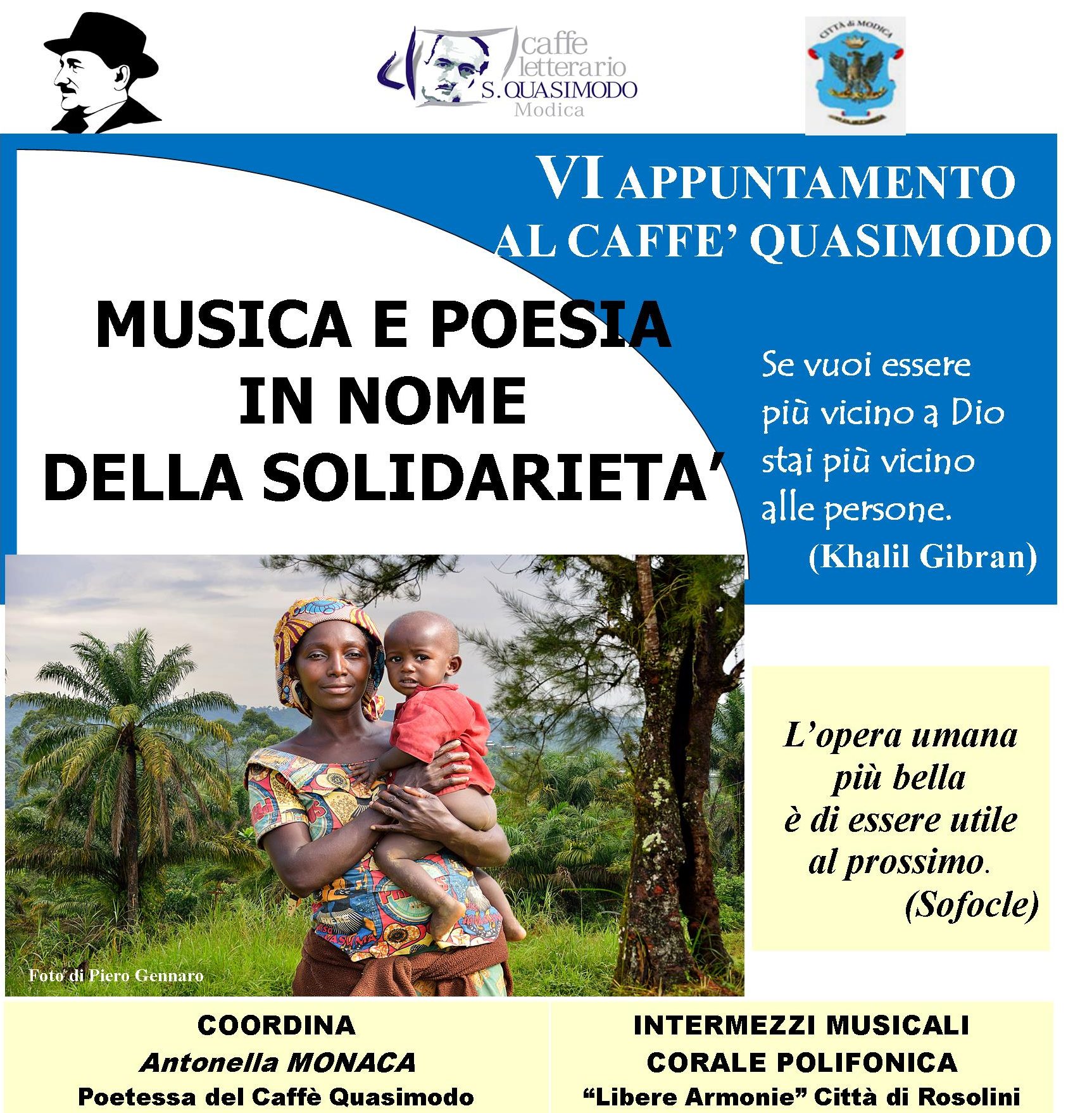 “Poesia e musica in nome della solidarietà” E il tema del sabato letterario al Caffè Quasimodo a Modica
