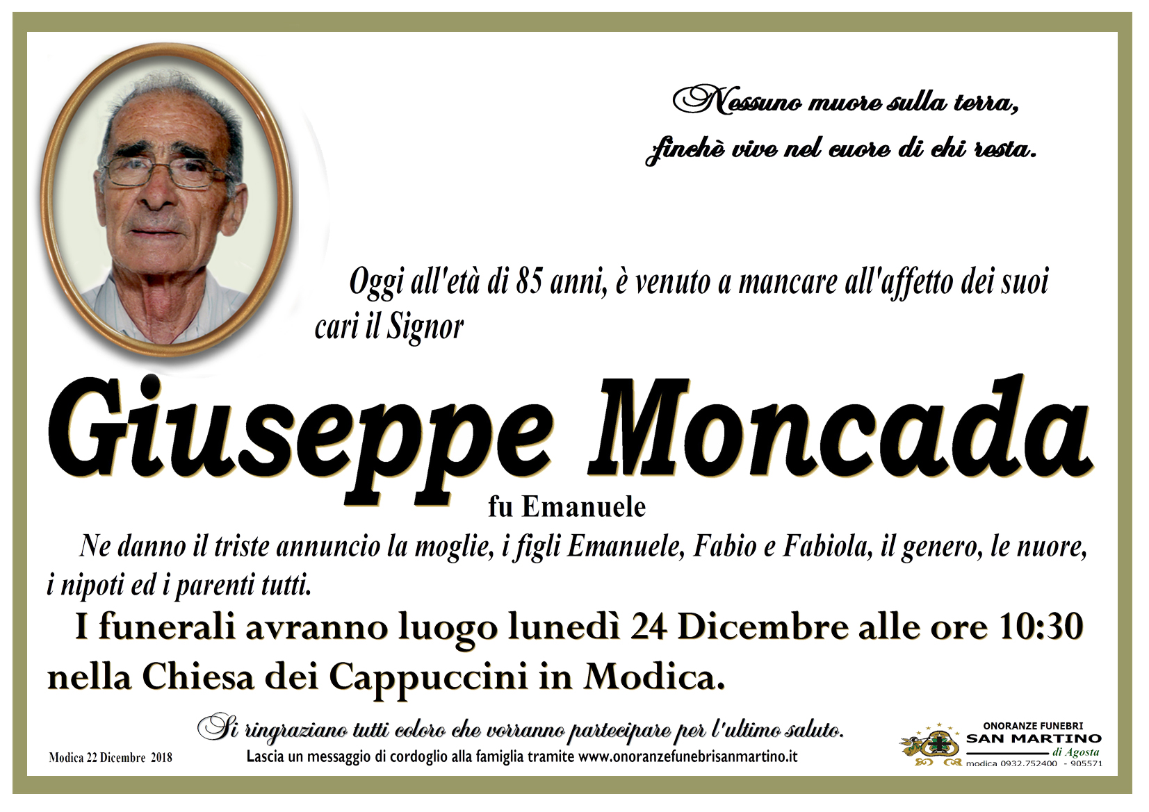 Necrologi: Giuseppe Moncada