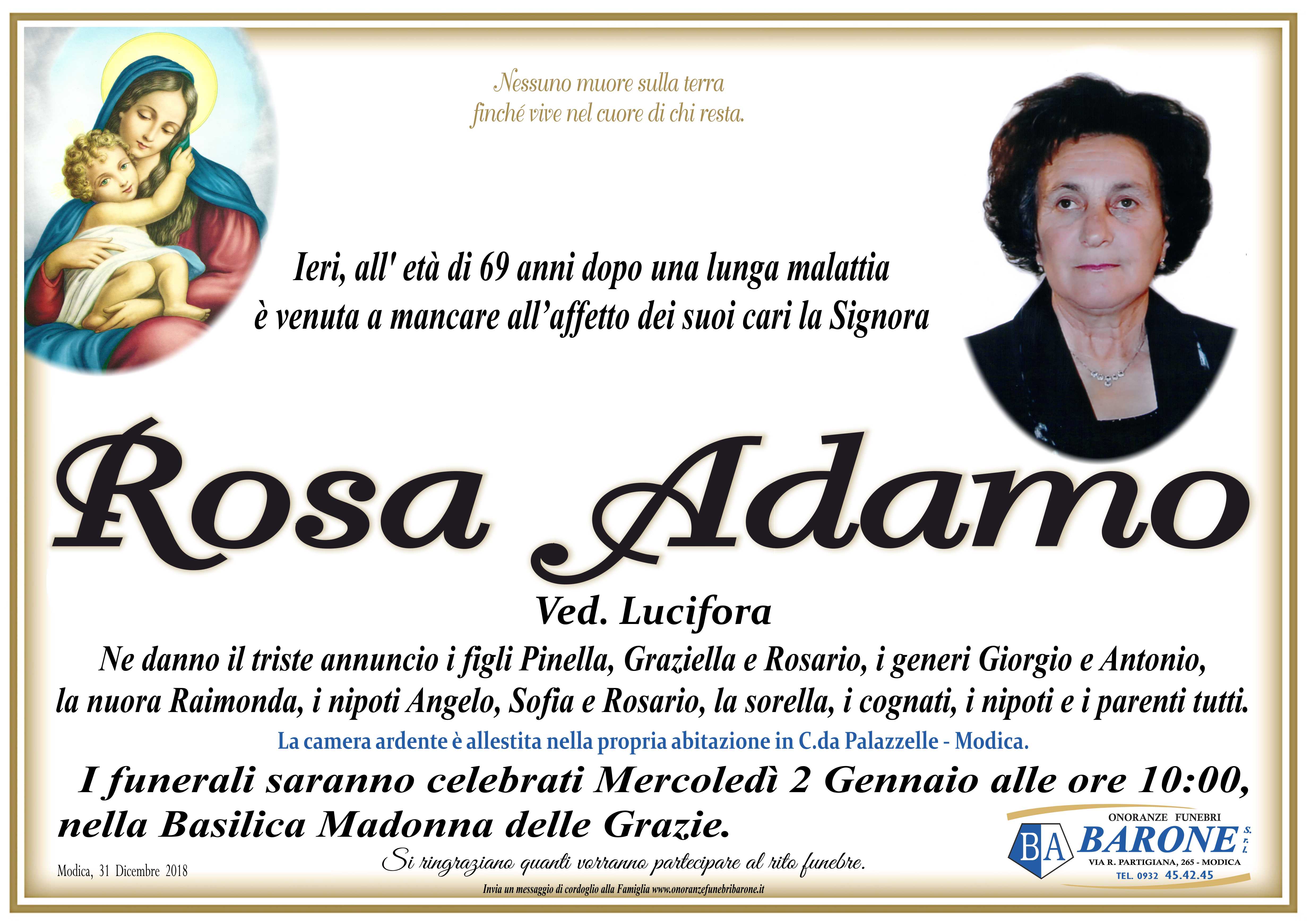 Necrologi: Rosa Adamo
