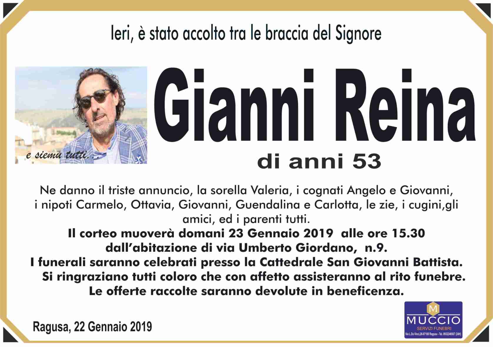 Necrologi: Gianni Reina. Questo mercoledì i funerali in cattedrale