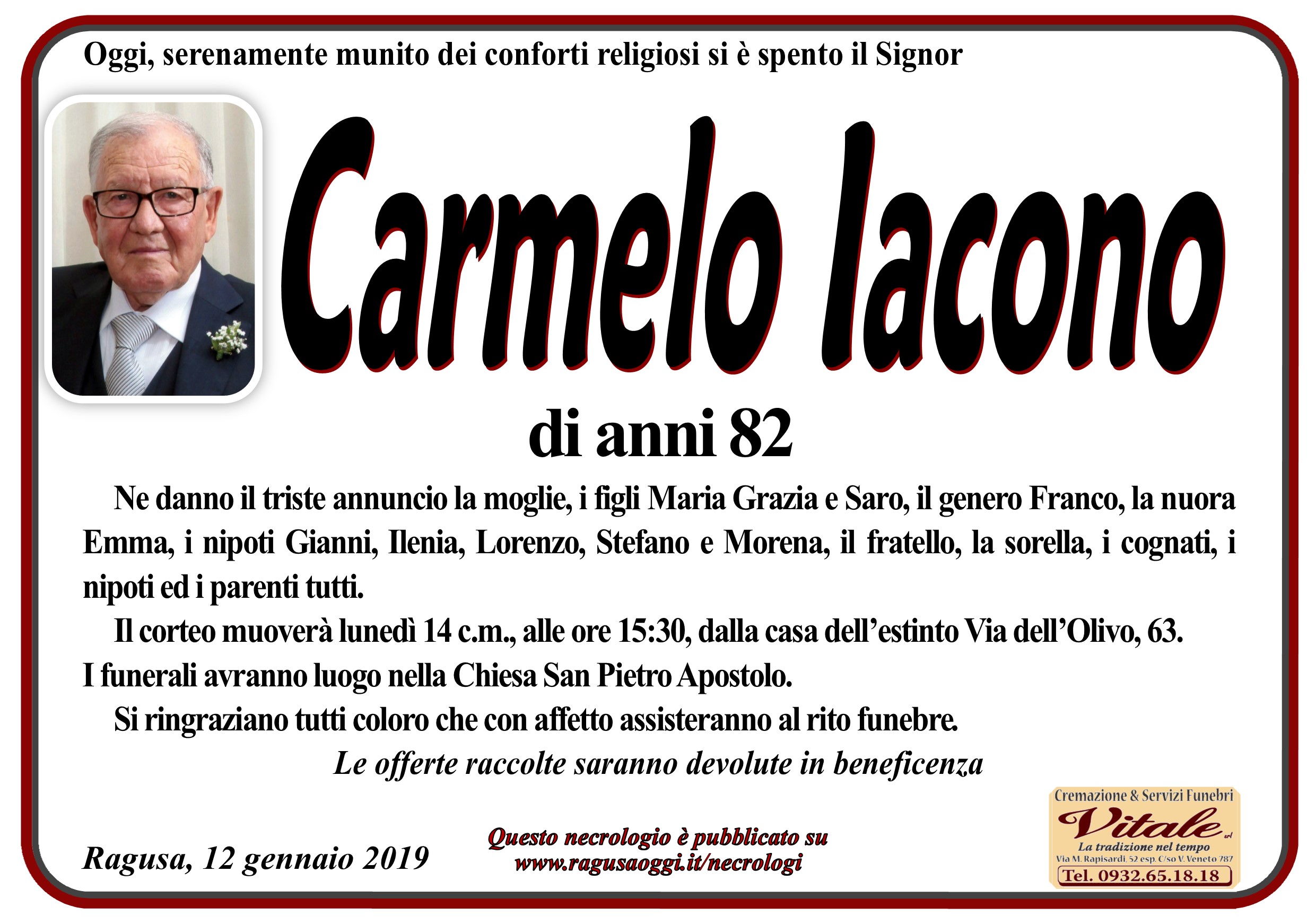 Necrologi: Carmelo Iacono