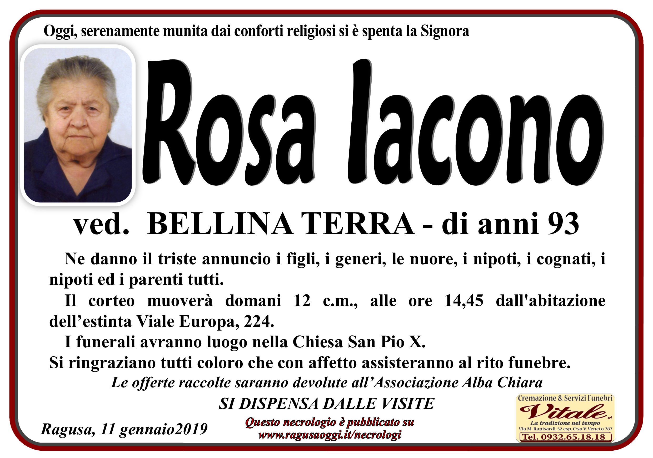Necrologi: Rosa Iacono