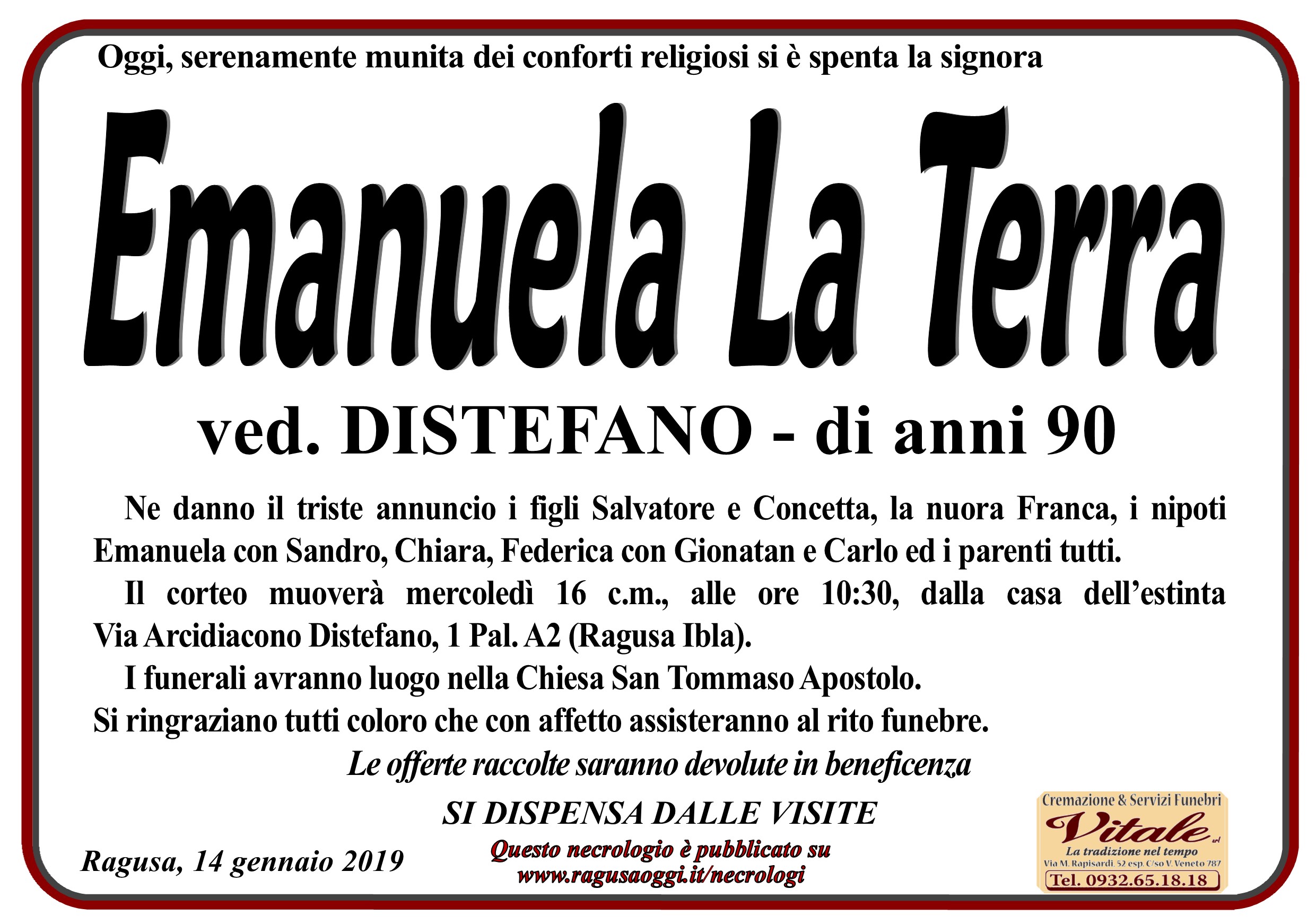 Necrologi: Emanuela La Terra