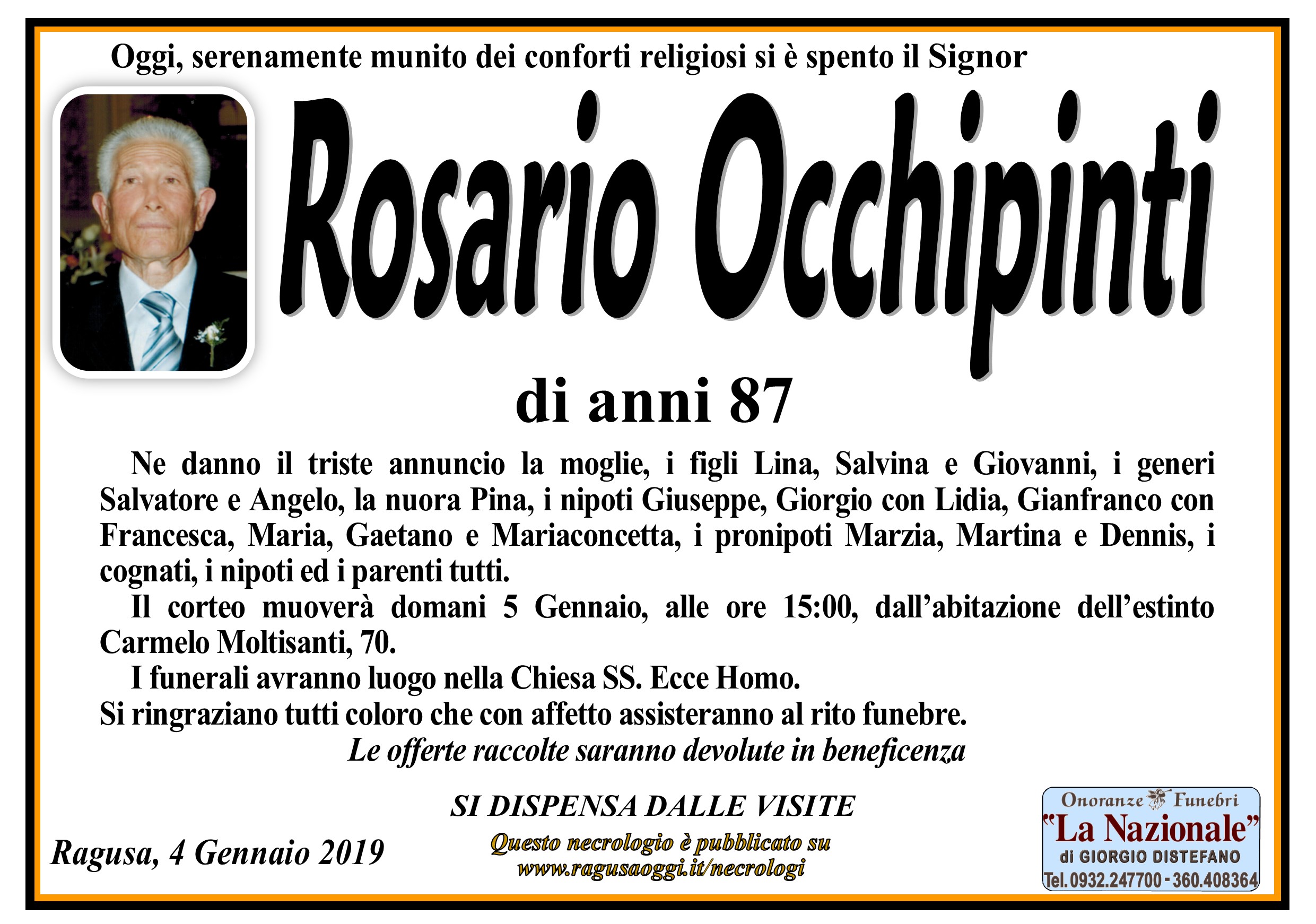 Necrologi: Rosario Occhipinti