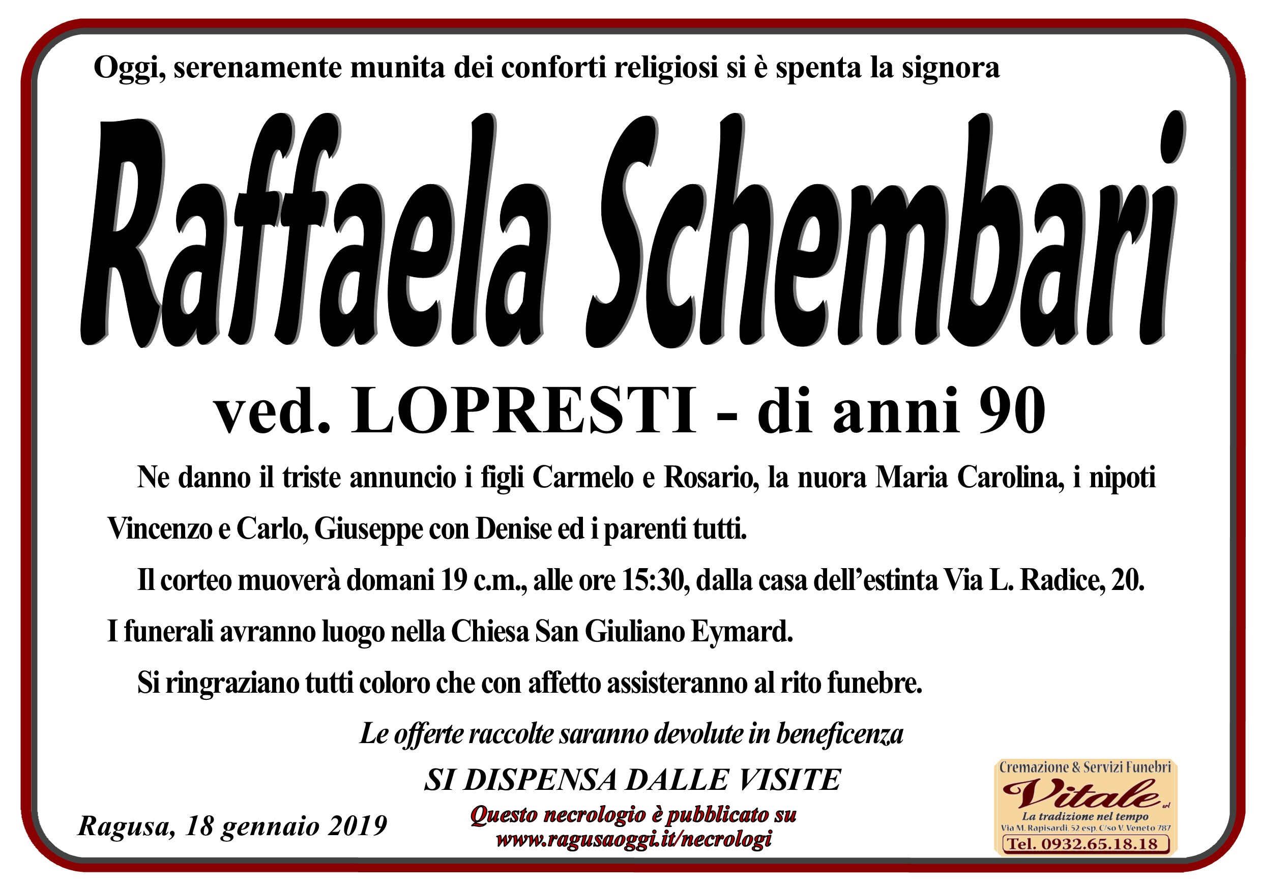 Necrologi: Raffaella Schembari