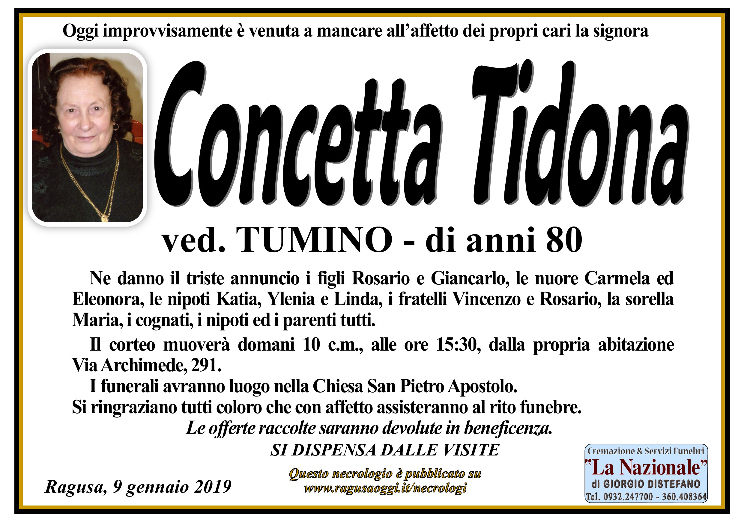 Necrologi: Concetta Tidona