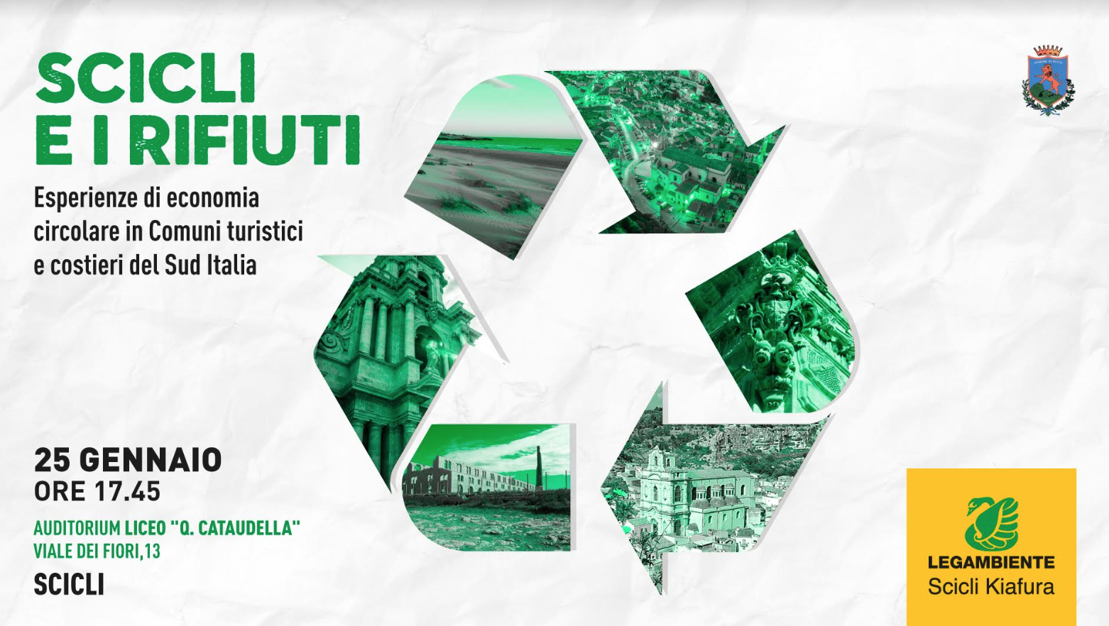 Gestione rifiuti, convegno nazionale di Legambiente a Scicli. Venerdì 25 gennaio