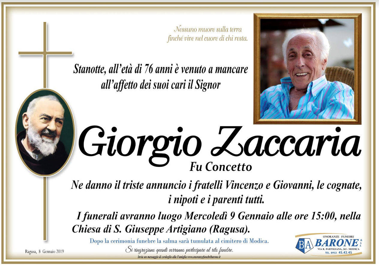 Necrologi: Giorgio Zaccaria