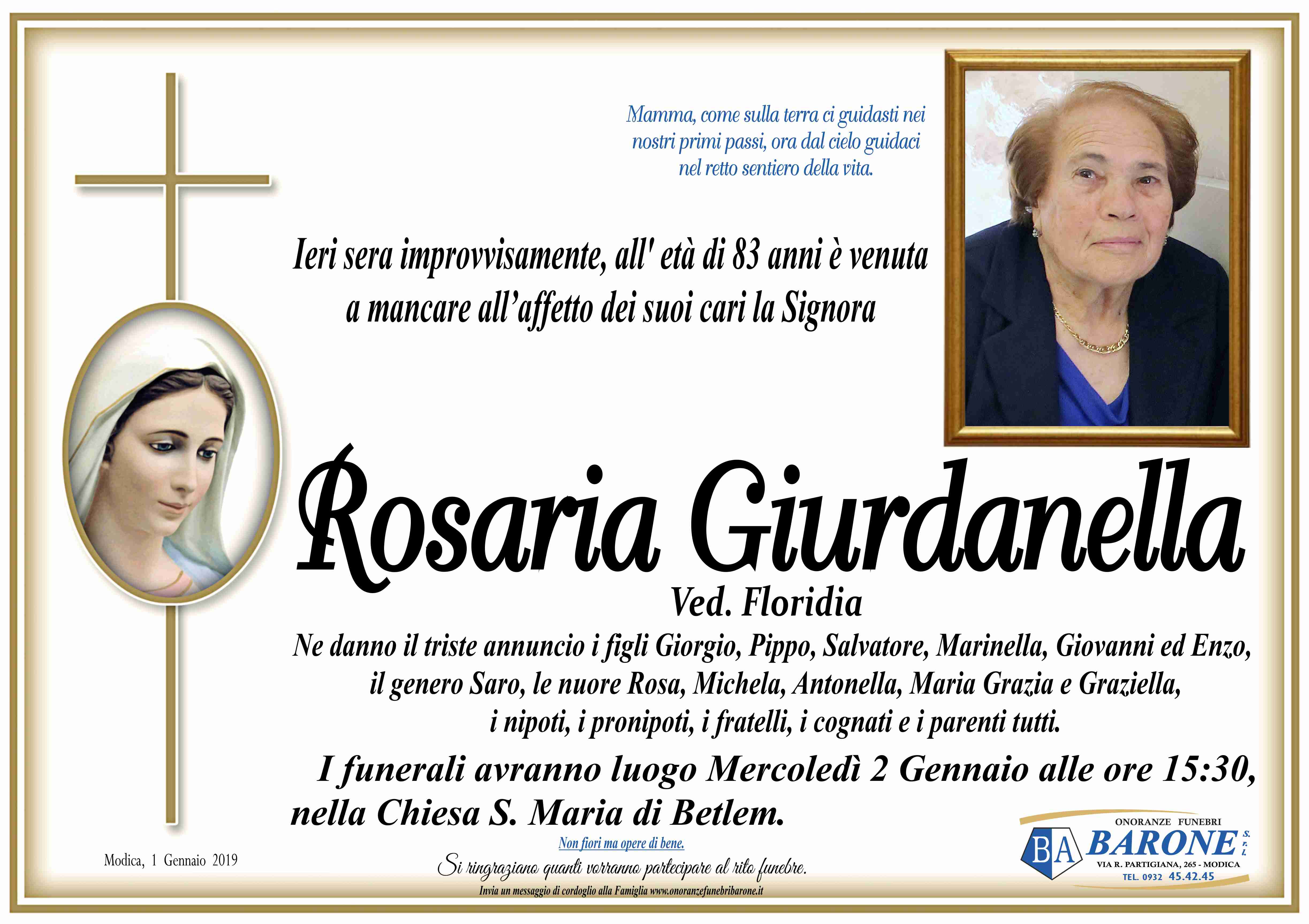 Necrologi: Rosaria Giurdanella