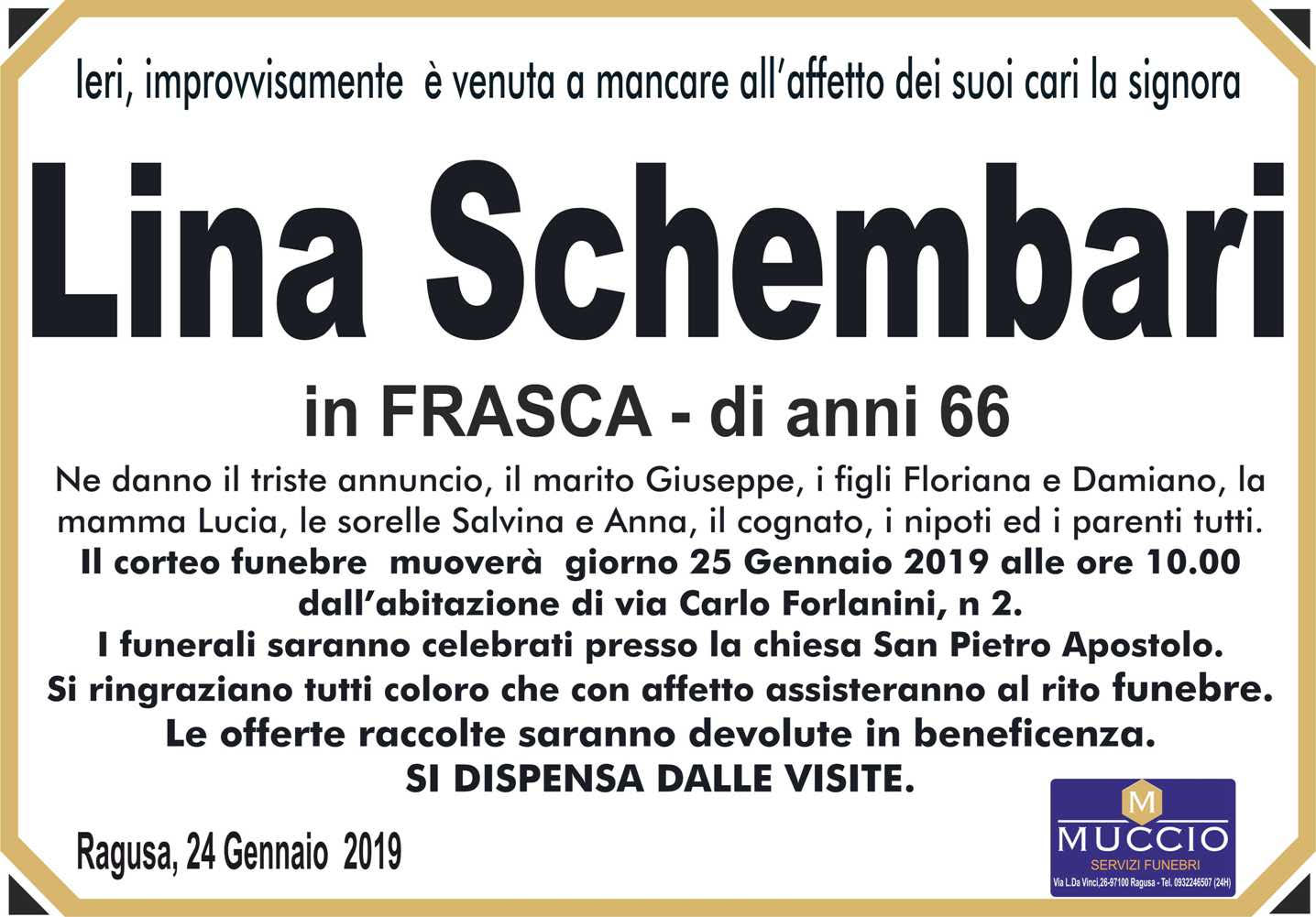 Necrologi: Lina Schembari