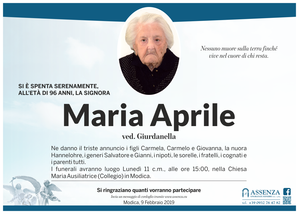 Necrologi: Maria Aprile