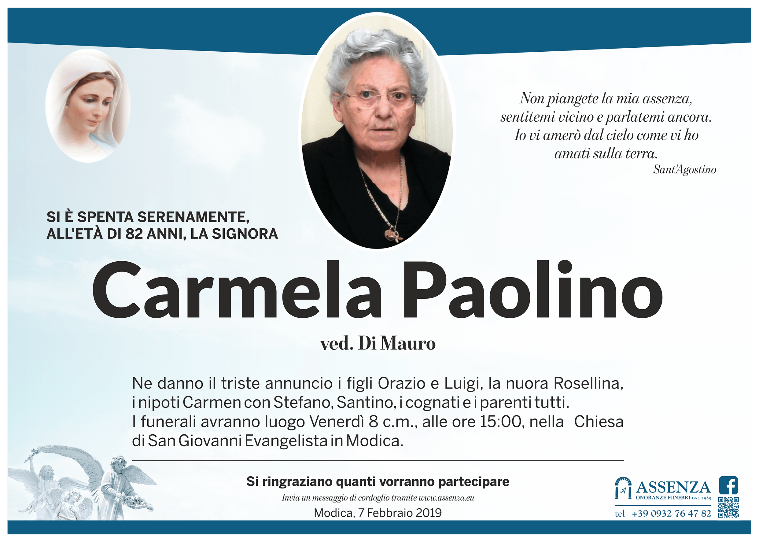 Necrologi: Carmela Paolino