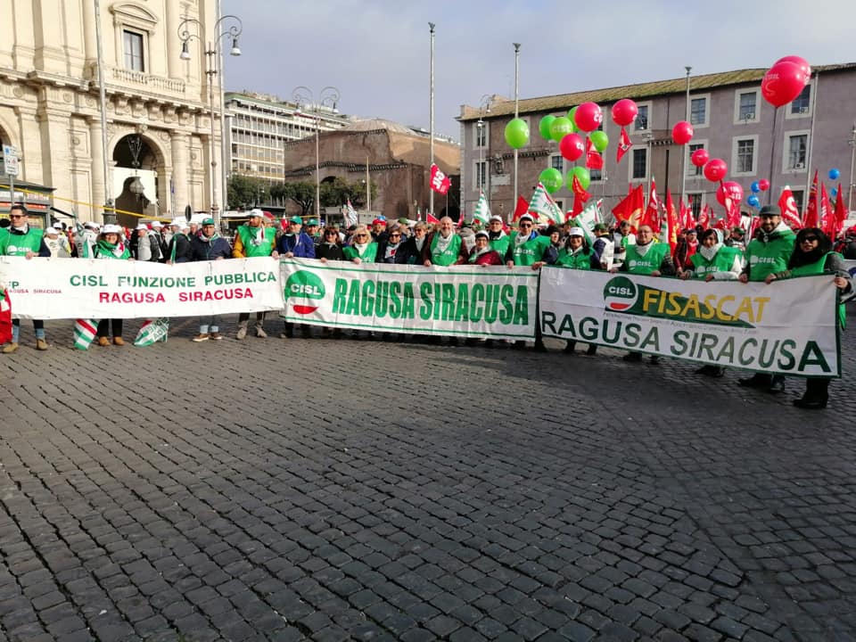 Anche la Cisl iblea contro il Governo nazionale nella manifestazione a Roma
