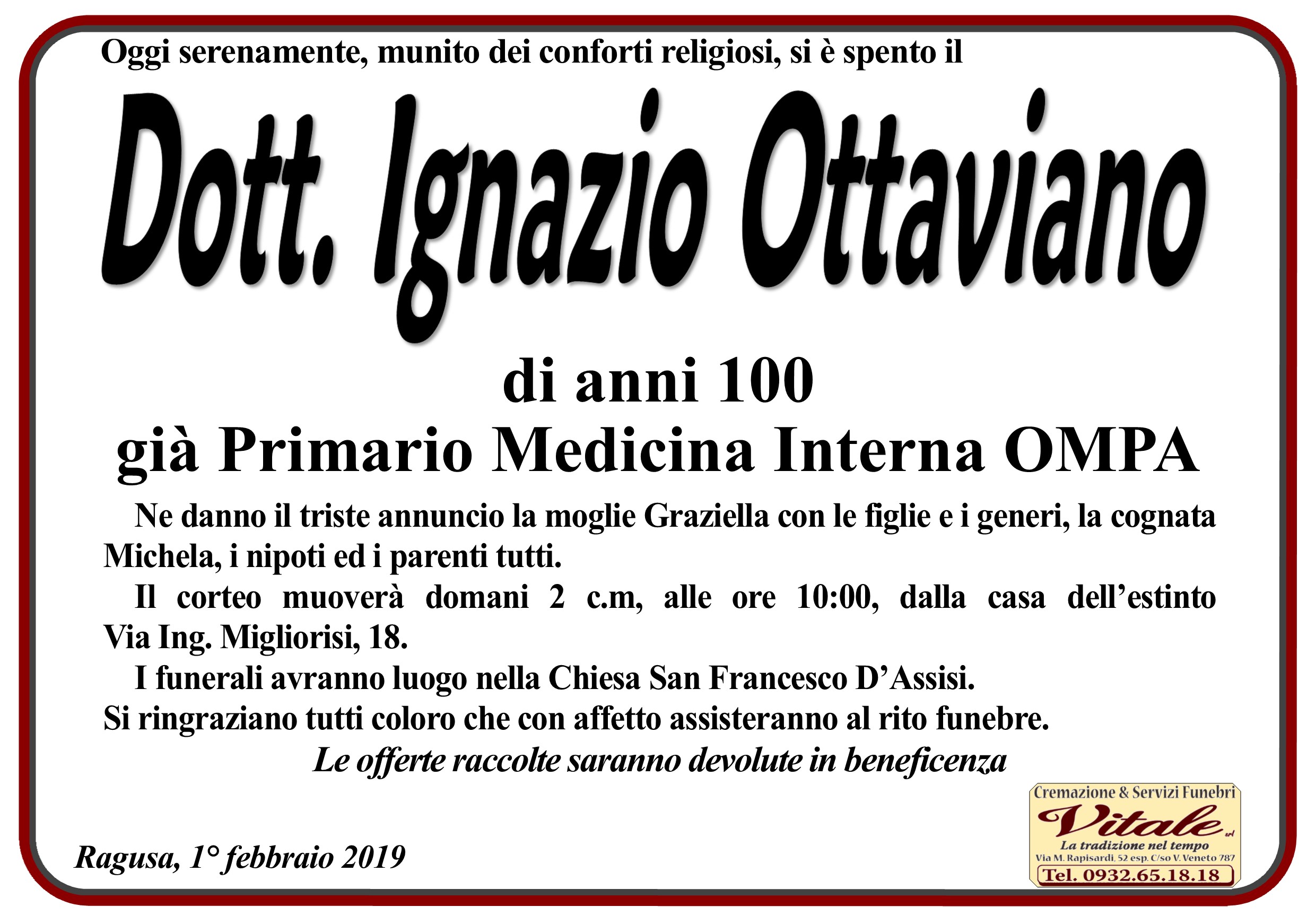 Necrologi: dott. Ignazio Ottaviano