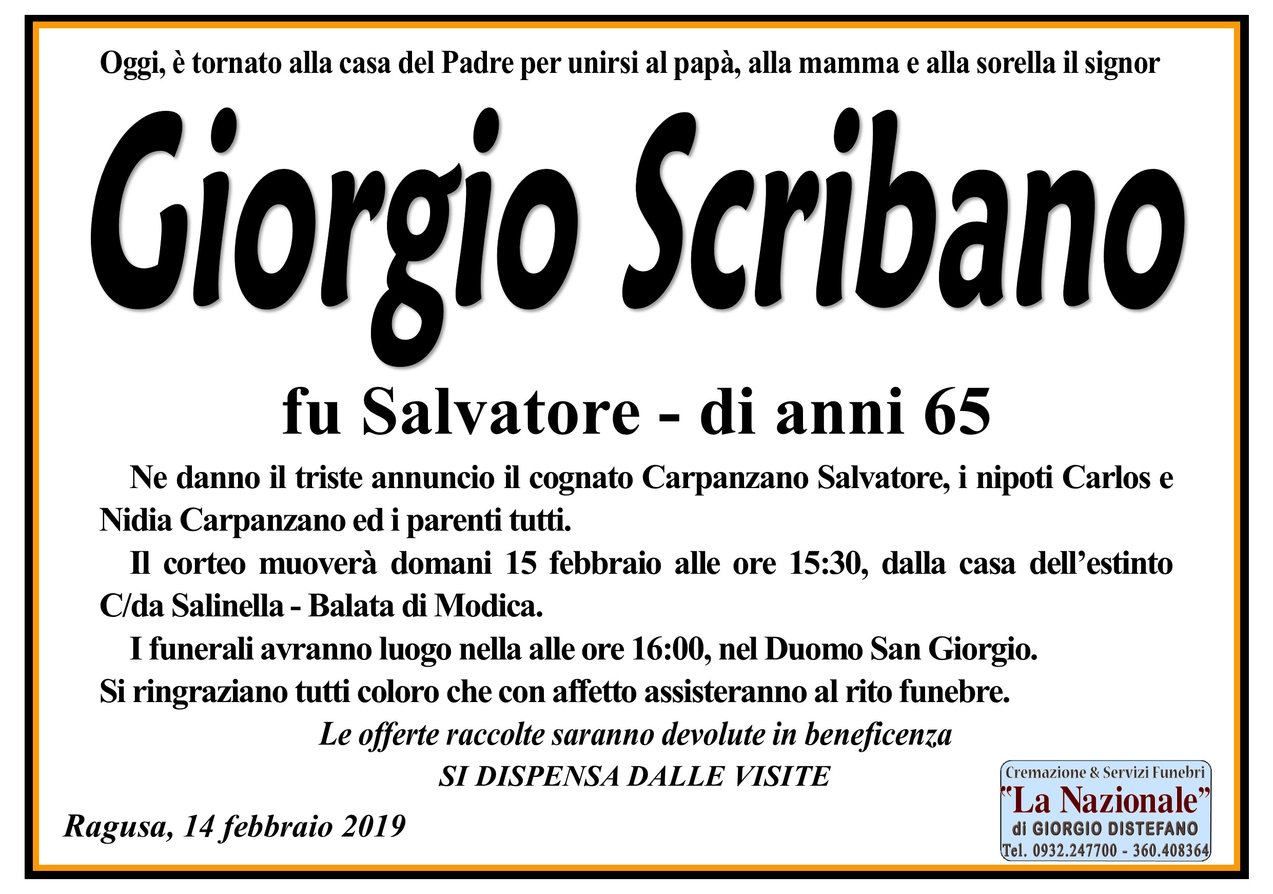 Necrologi: Giorgio Scribano