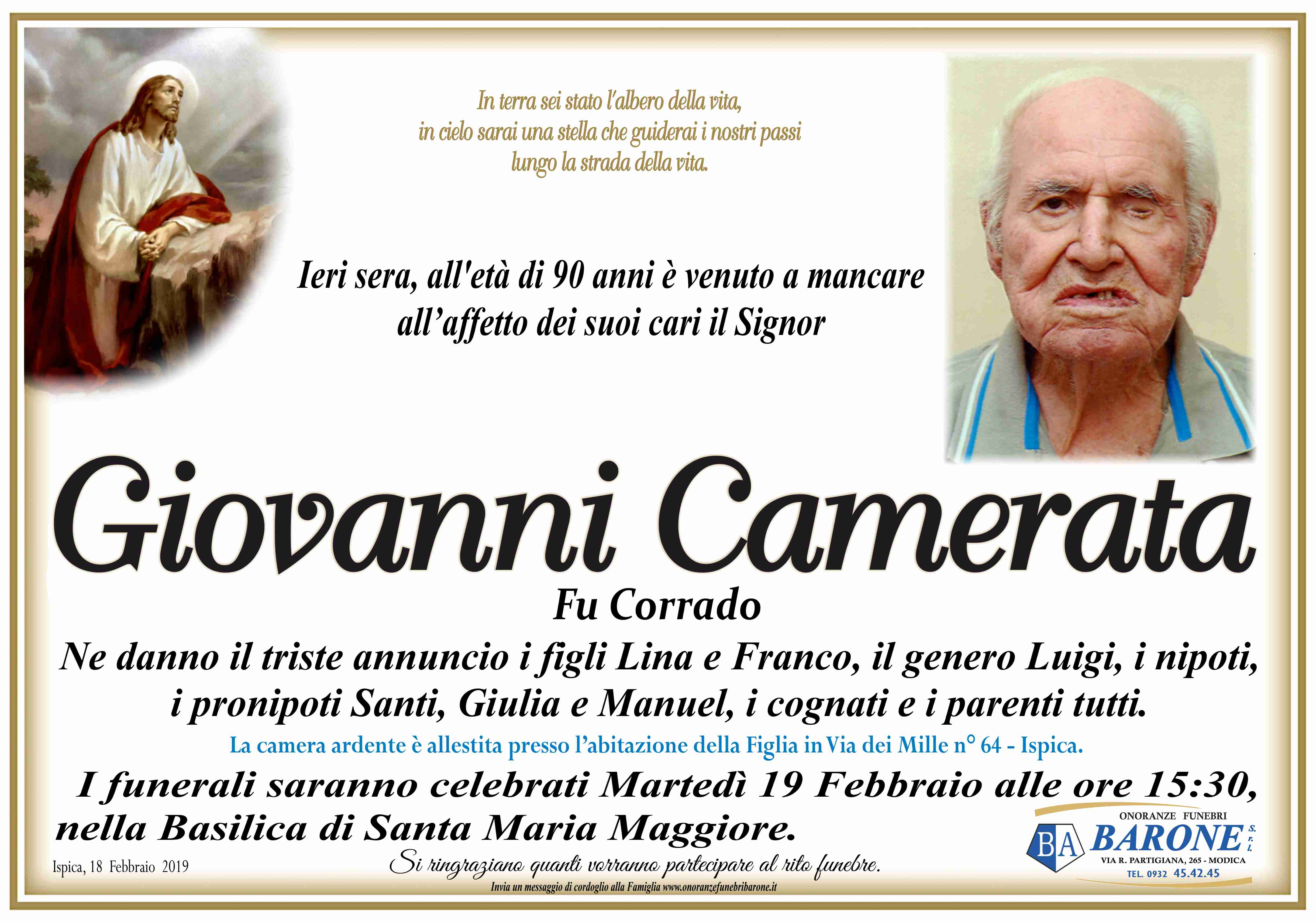 Necrologi: Giovanni Camerata