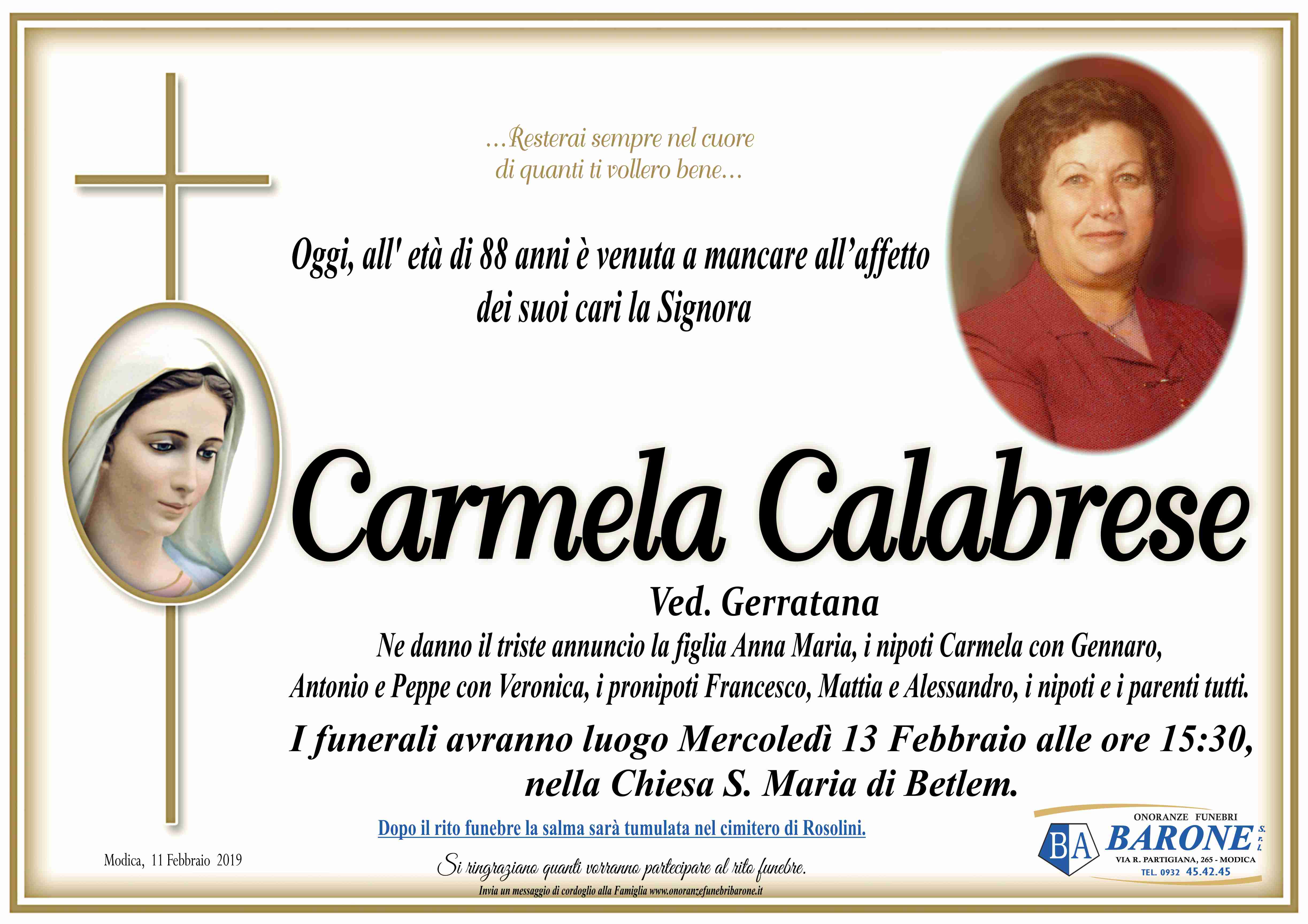 Necrologi: Carmela Calabrese