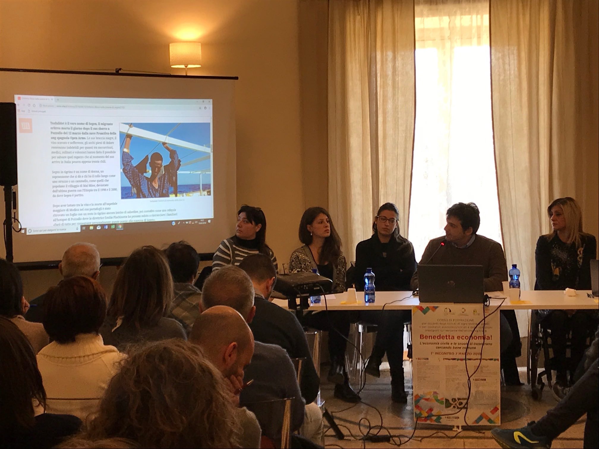La sala riunioni di Villa Polara, a Modica, intitolata a Segen, morto dopo lo sbarco a Pozzallo
