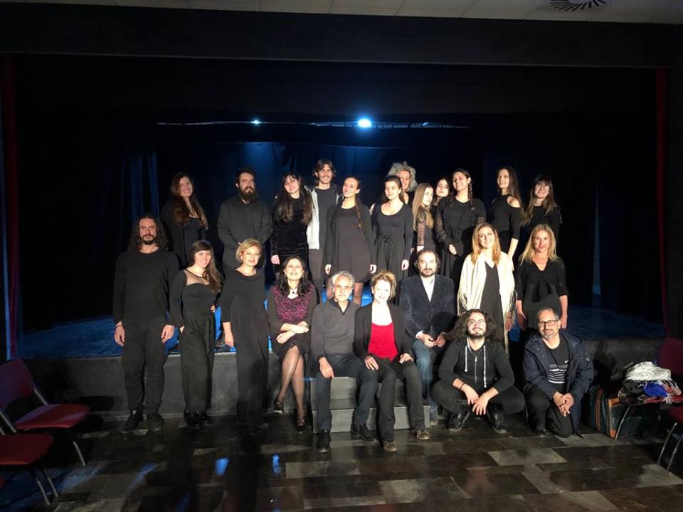 Gli attori Graziano Piazza e Viola Graziosi allo stage della Compagnia Godot di Ragusa.
