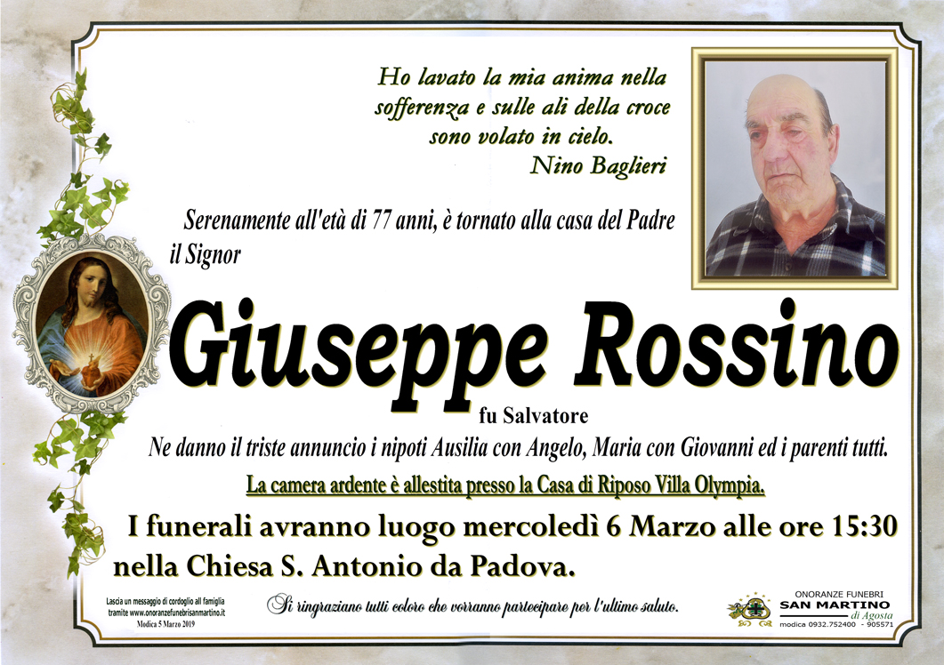 Necrologi: Giuseppe Rossino