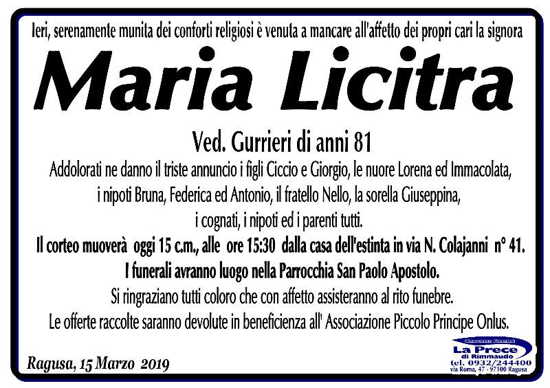 Necrologi: Maria Licitra
