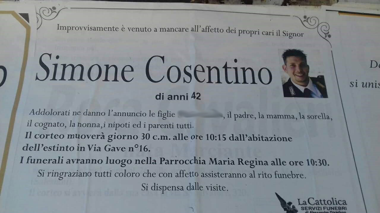 Celebrati stamani i funerali del poliziotto e della moglie Alice. C’erano in lacrime anche le figlie