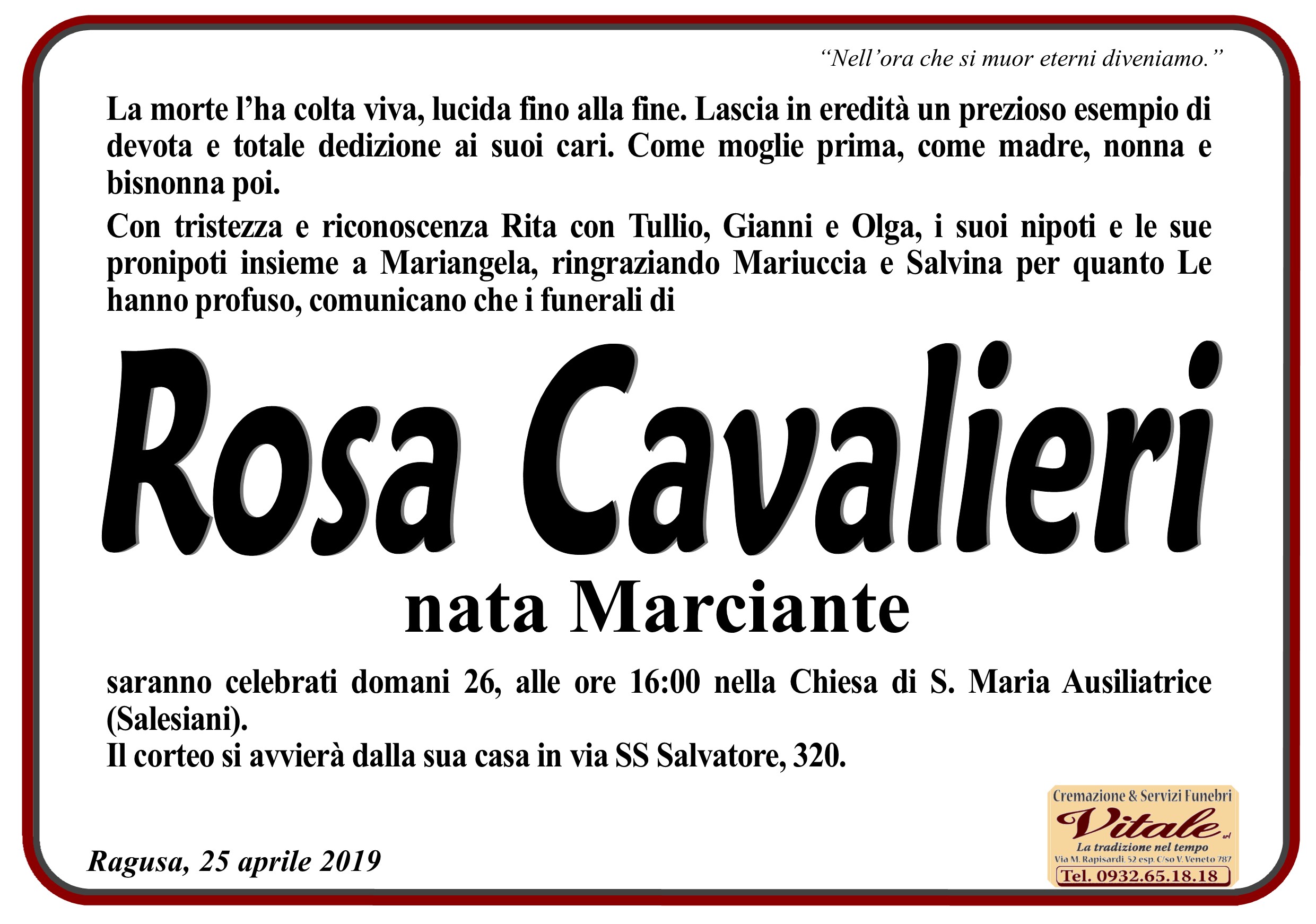 Necrologi: Marciante Rosa