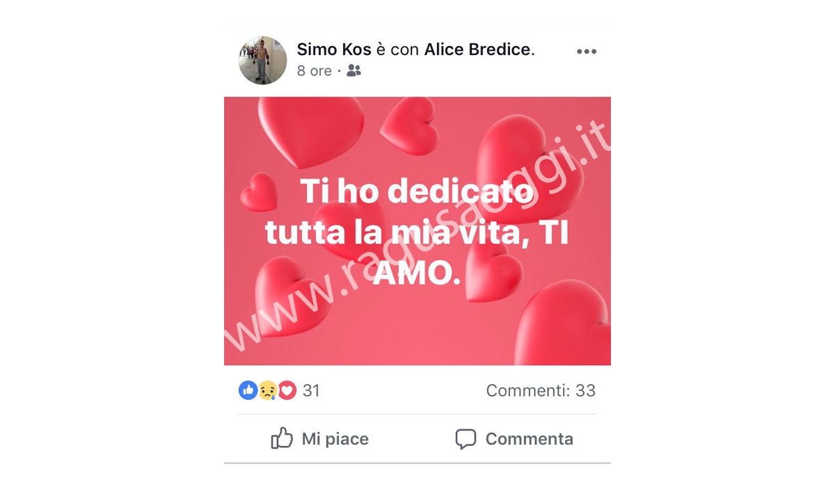 Omicidio-suicidio Ragusa, la donna è Alice Bredice, il poliziotto è Simone Cosentino. Prima di sparare sui social: “Ti amo”