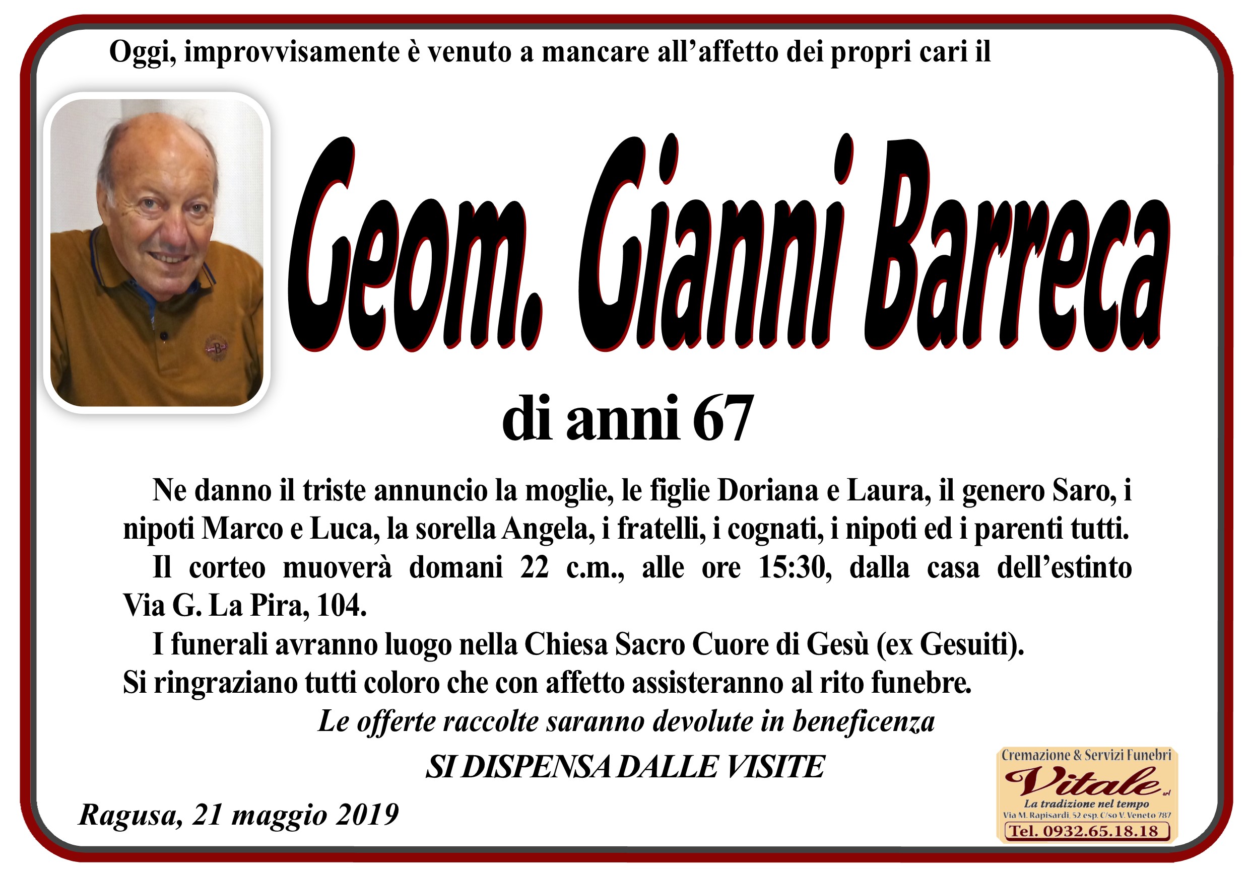Necrologi: Barreca Giovanni