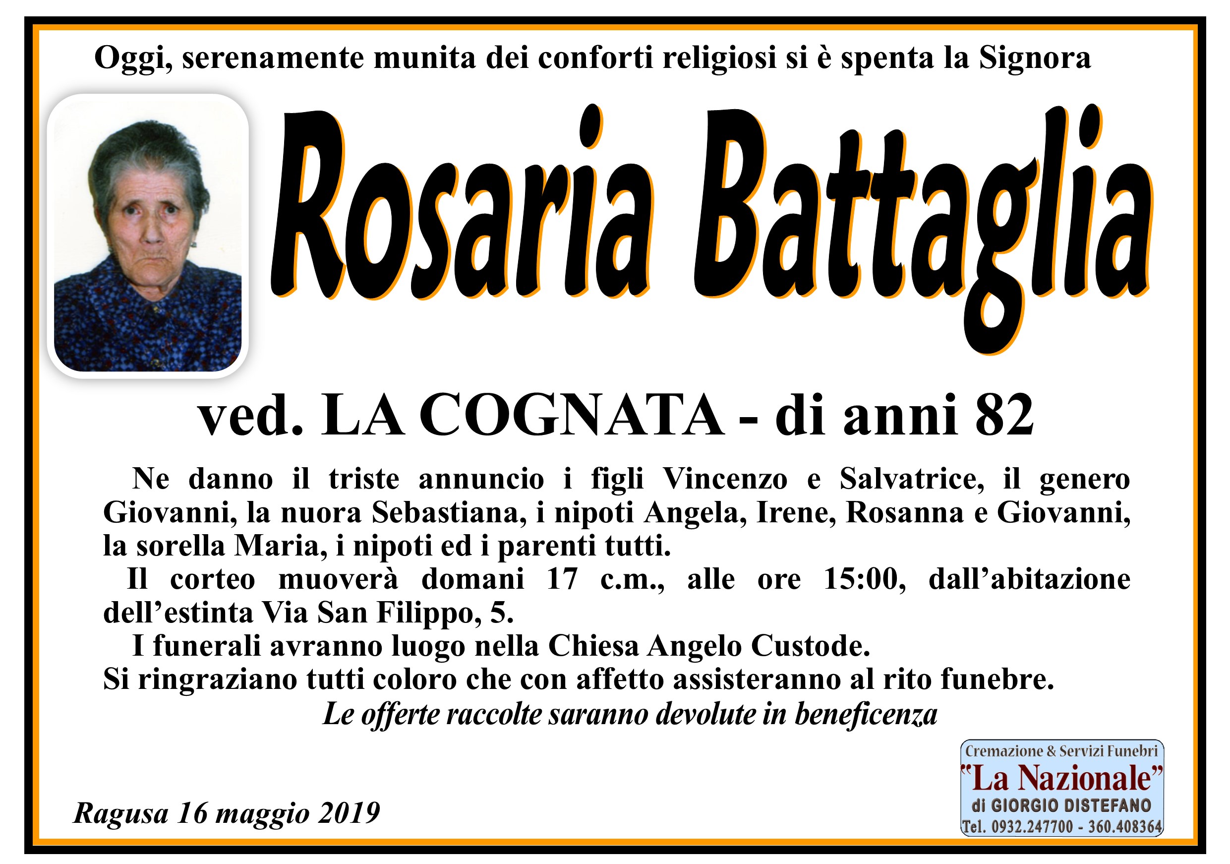 Necrologi: Rosaria Battaglia