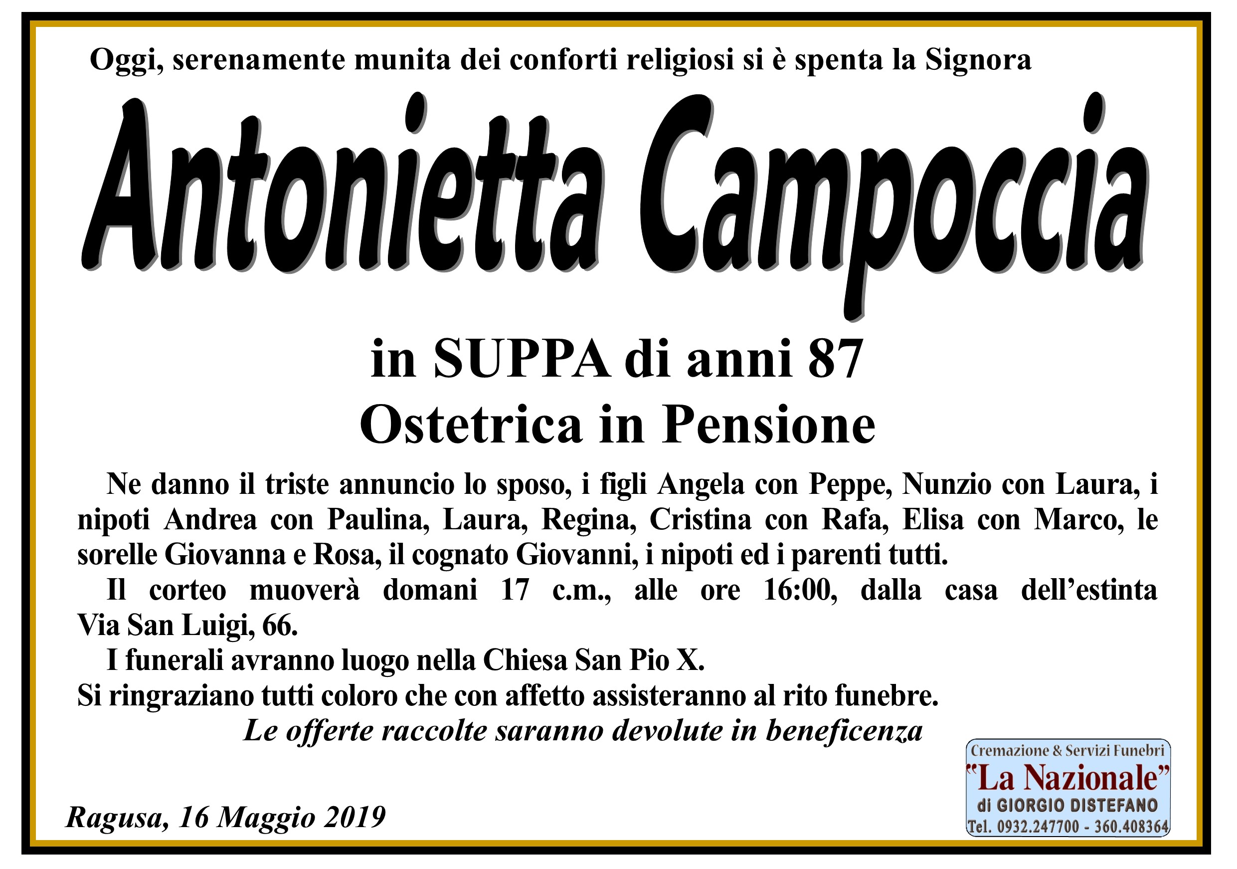 Necrologi Antonietta Campoccia