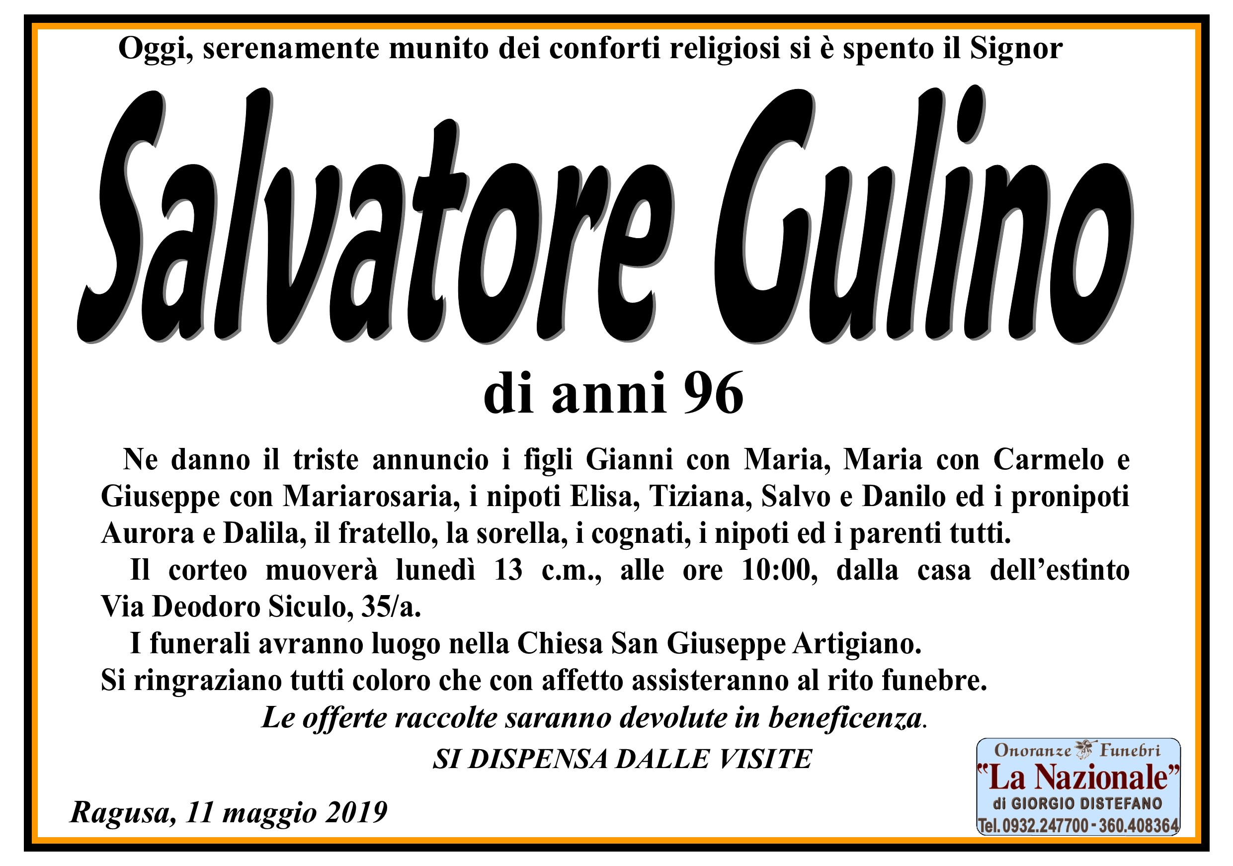 Necrologi: Salvatore Gulino