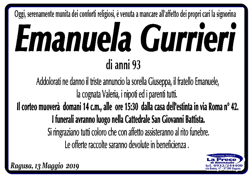 Necrologi: Emanuela Gurrieri