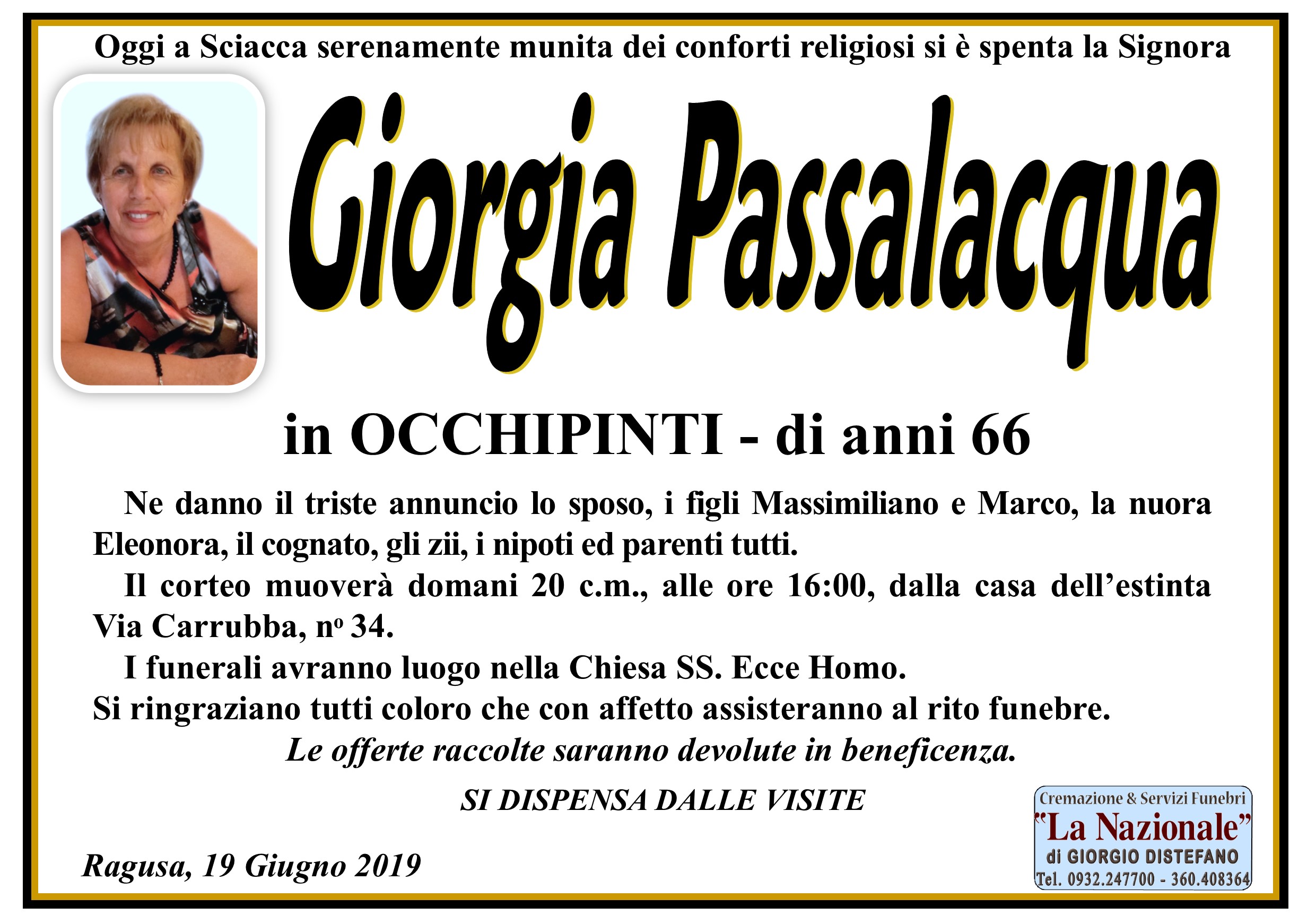 Necrologi: Giorgia Passalacqua