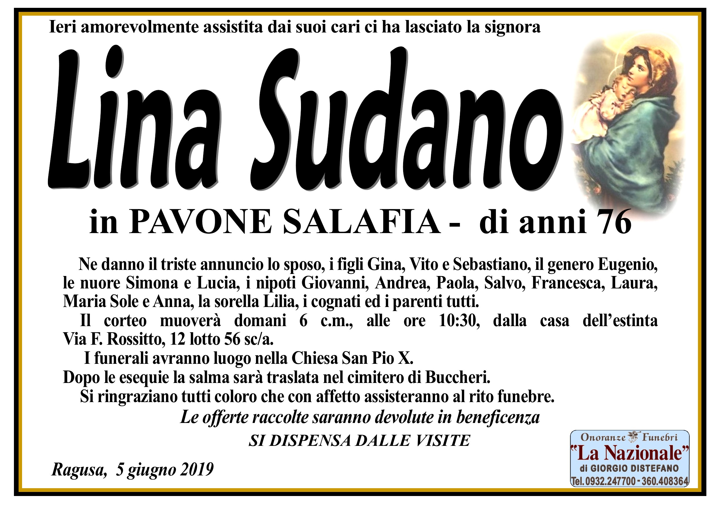 Necrologi: Lina Sudano