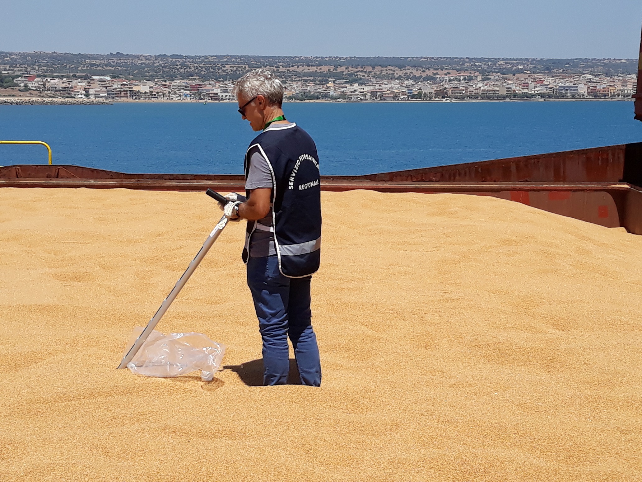 Al porto di Pozzallo controllo del grano proveniente dal Canada