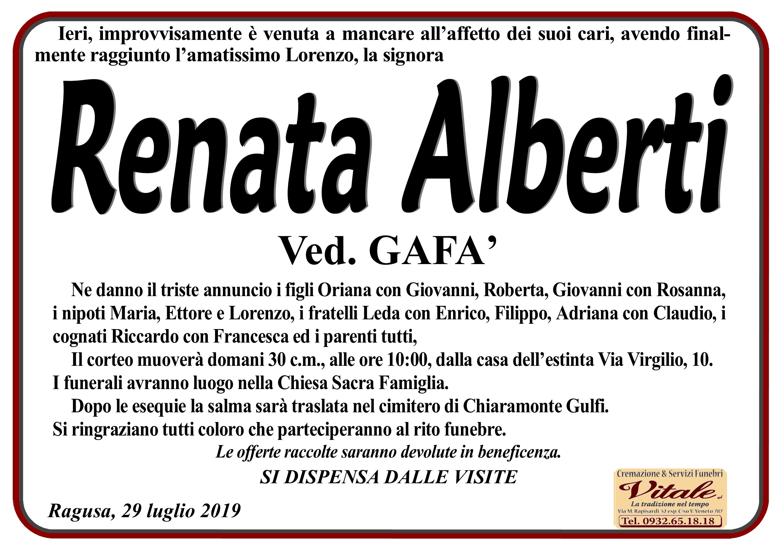 Necrologi: Renata Alberti