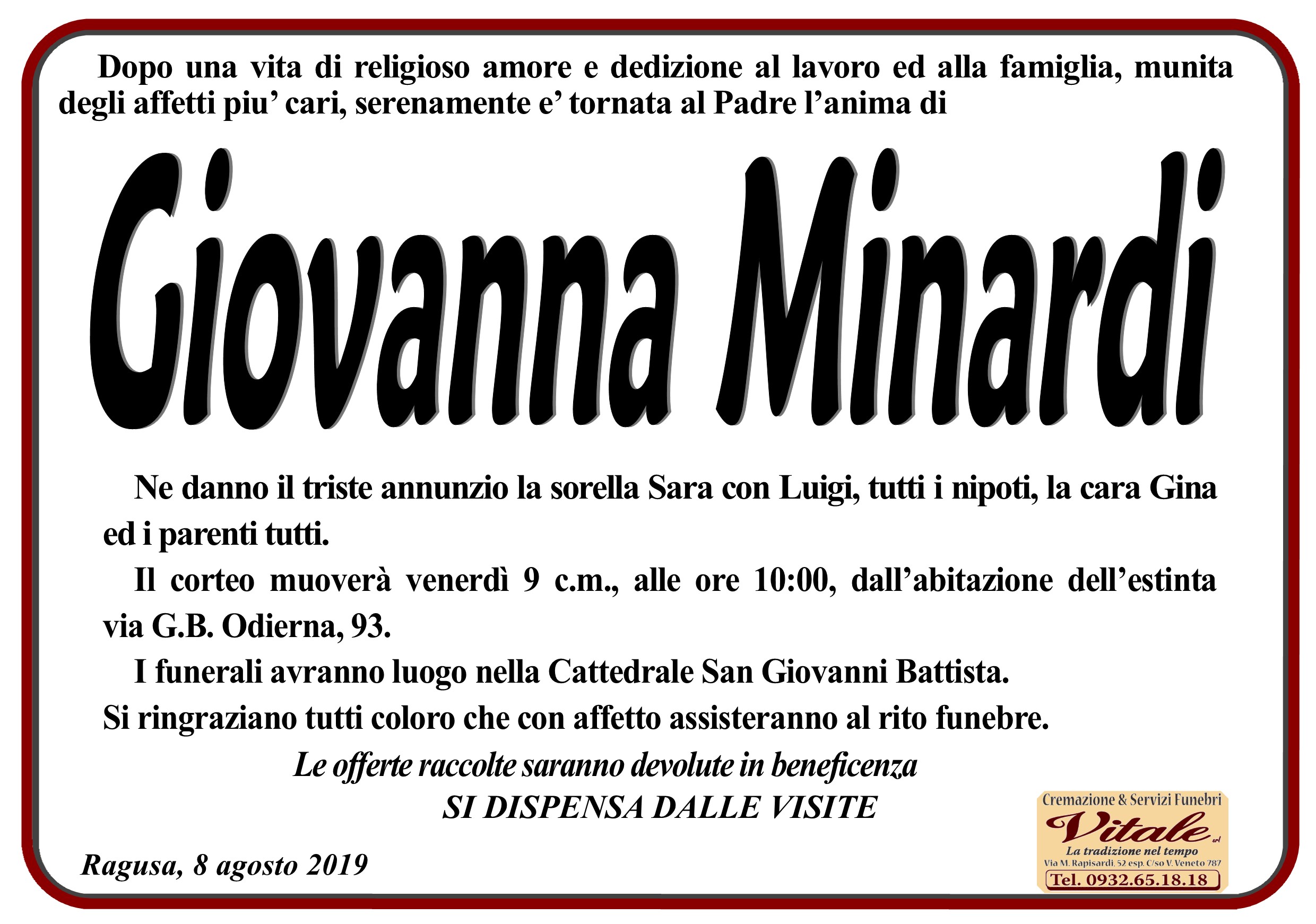 Necrologi: Giovanna Minardi