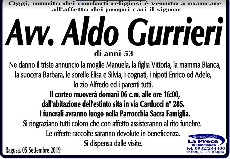 Necrologi: Avvocato Aldo Gurrieri