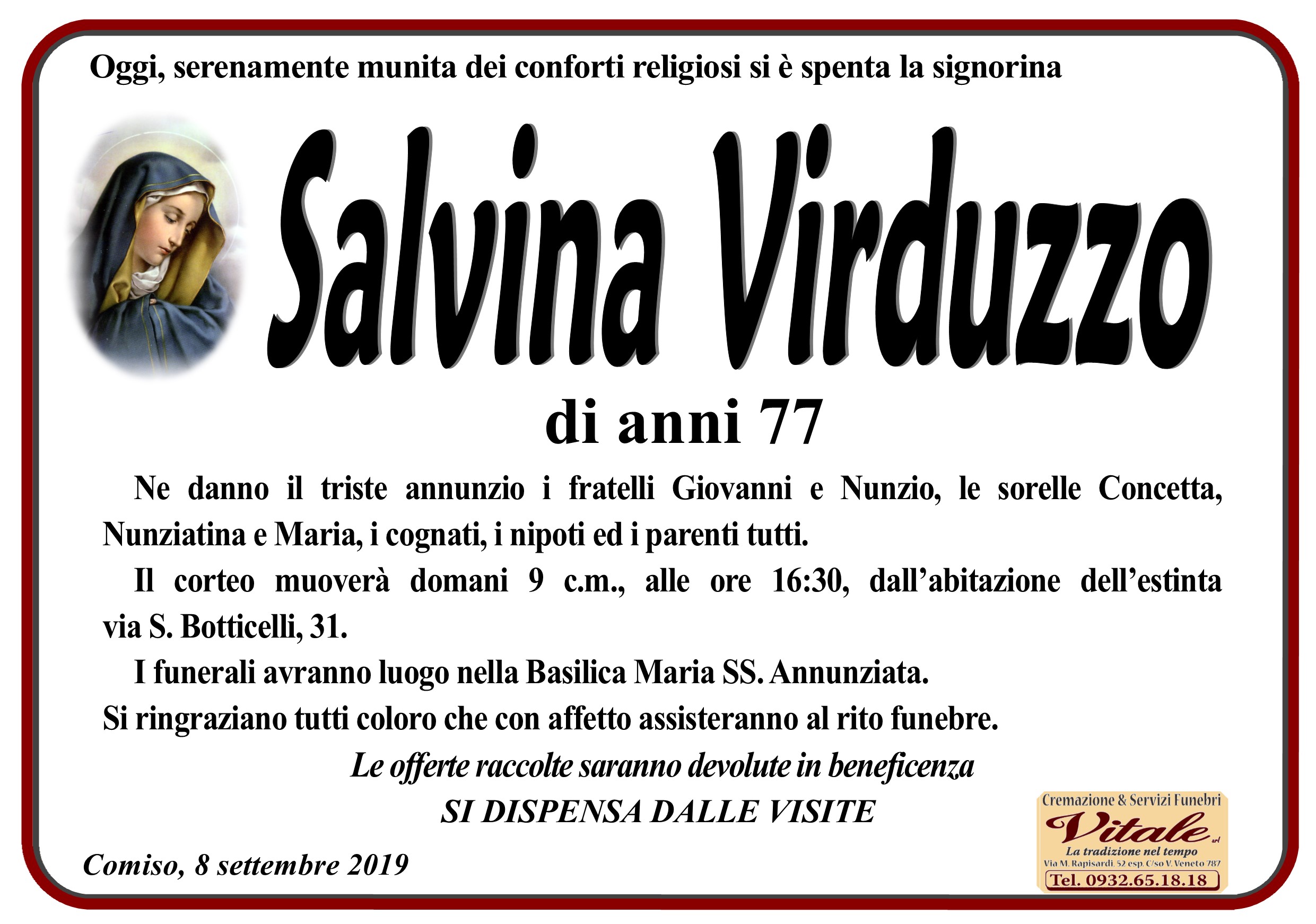 Necrologi: Salvina Virduzzo