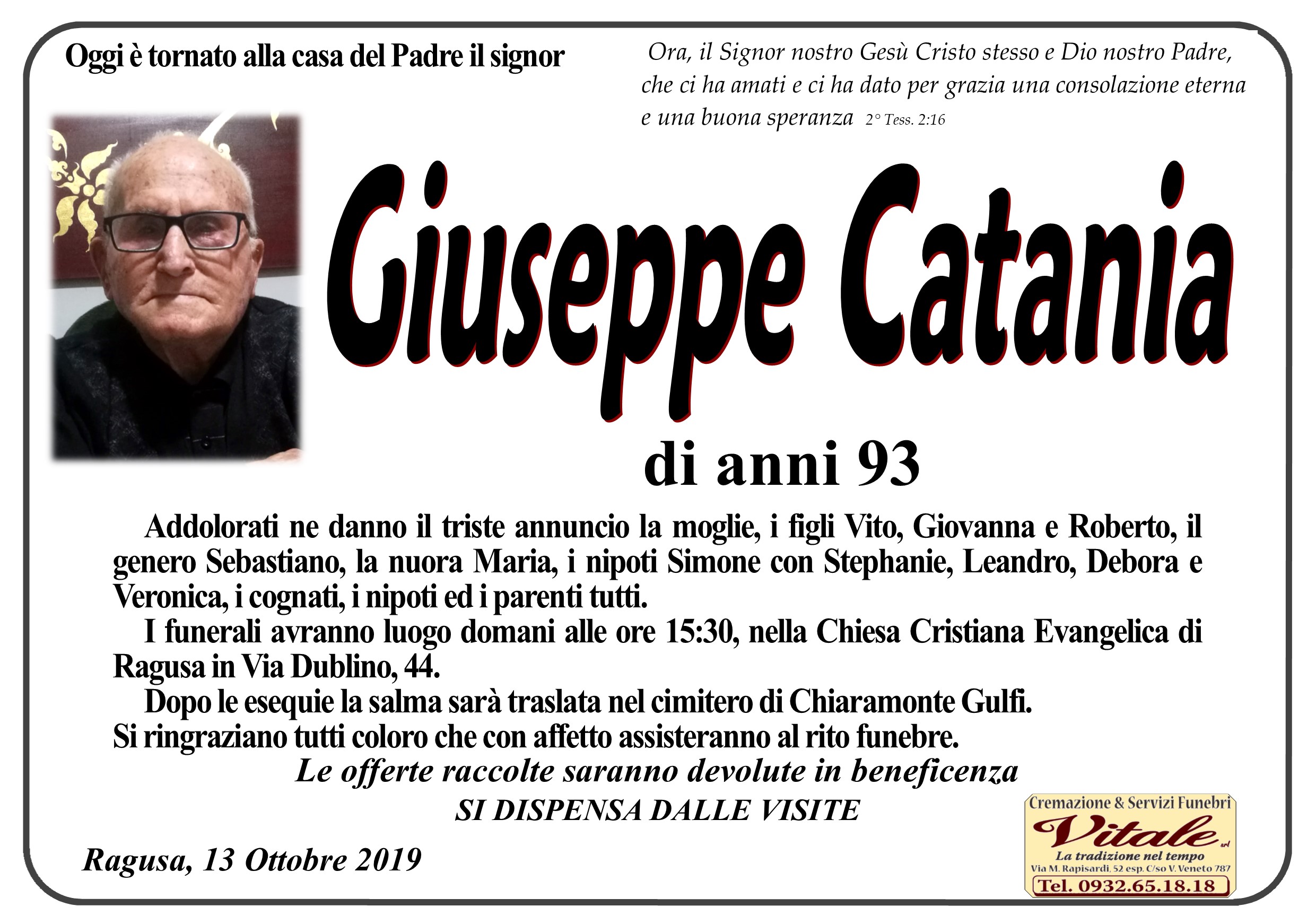 Necrologi: Giuseppe Catania