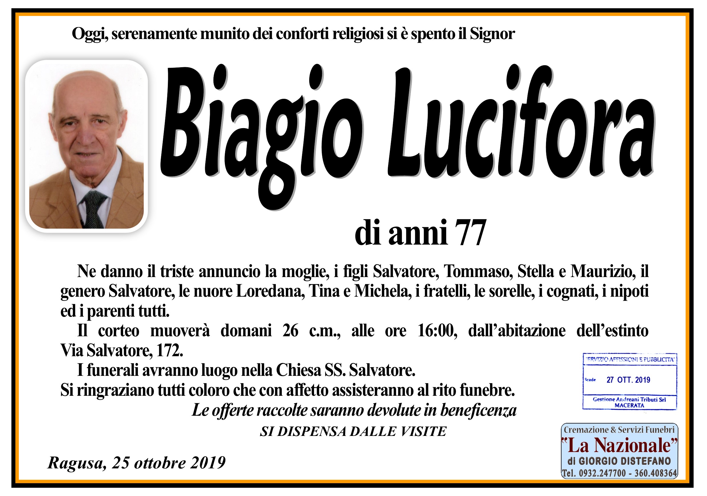 Necrologi: Biagio Lucifora