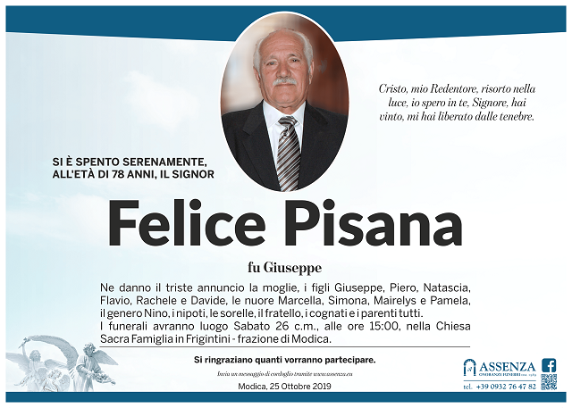 Necrologi: Felice Pisana