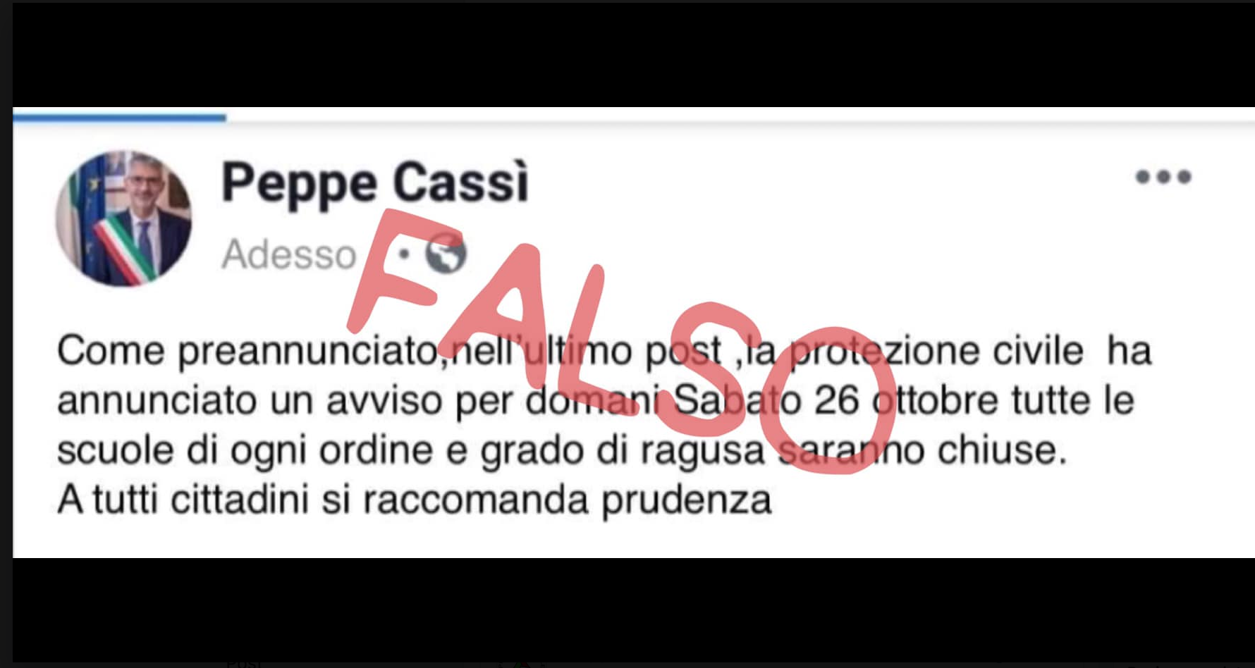 Maltempo: scuole aperte a Ragusa questo sabato e falso post su social attribuito al sindaco